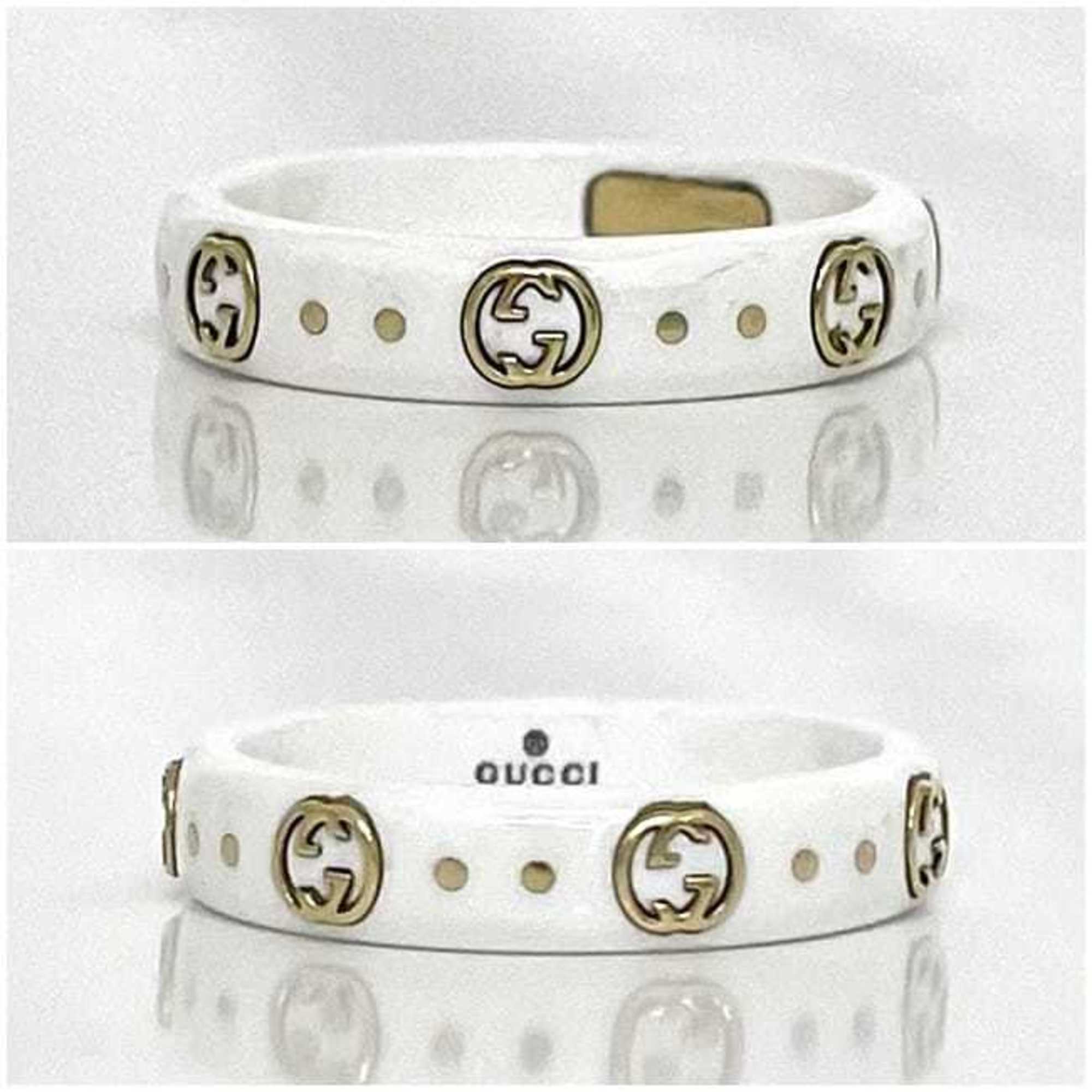 Gucci White Yellow Gold Ceramic Yellow Gold (18K) Band Ring (Pre-Owned)