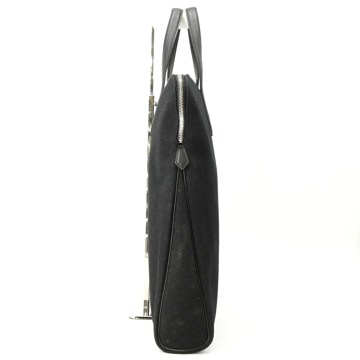 Hermes Black Nylon Canvas Boston Bag Handbag (Pre-Owned)