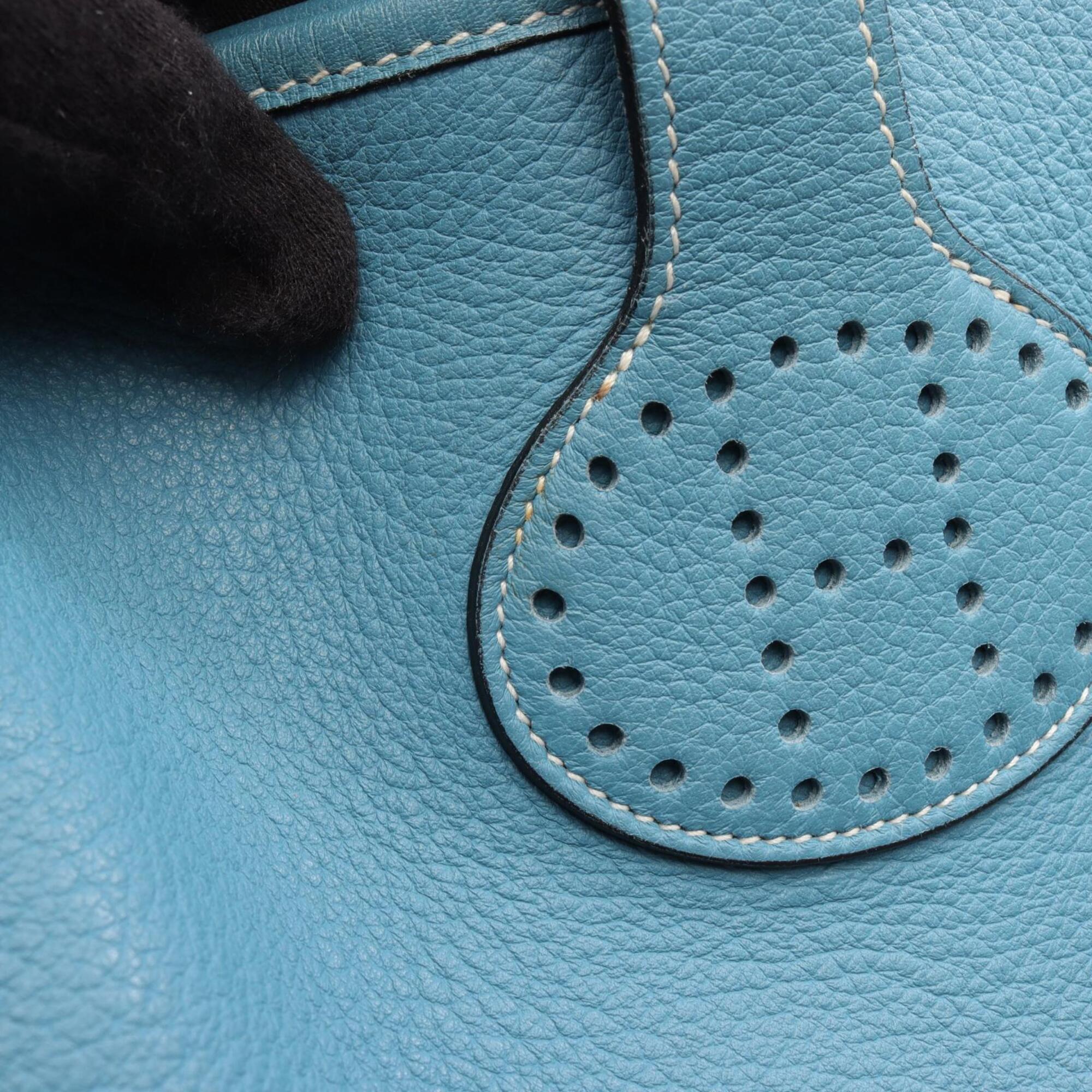 Hermes Blue Blue Jean Fjord Leather Leather Handbag Shoulder Bag (Pre-Owned)