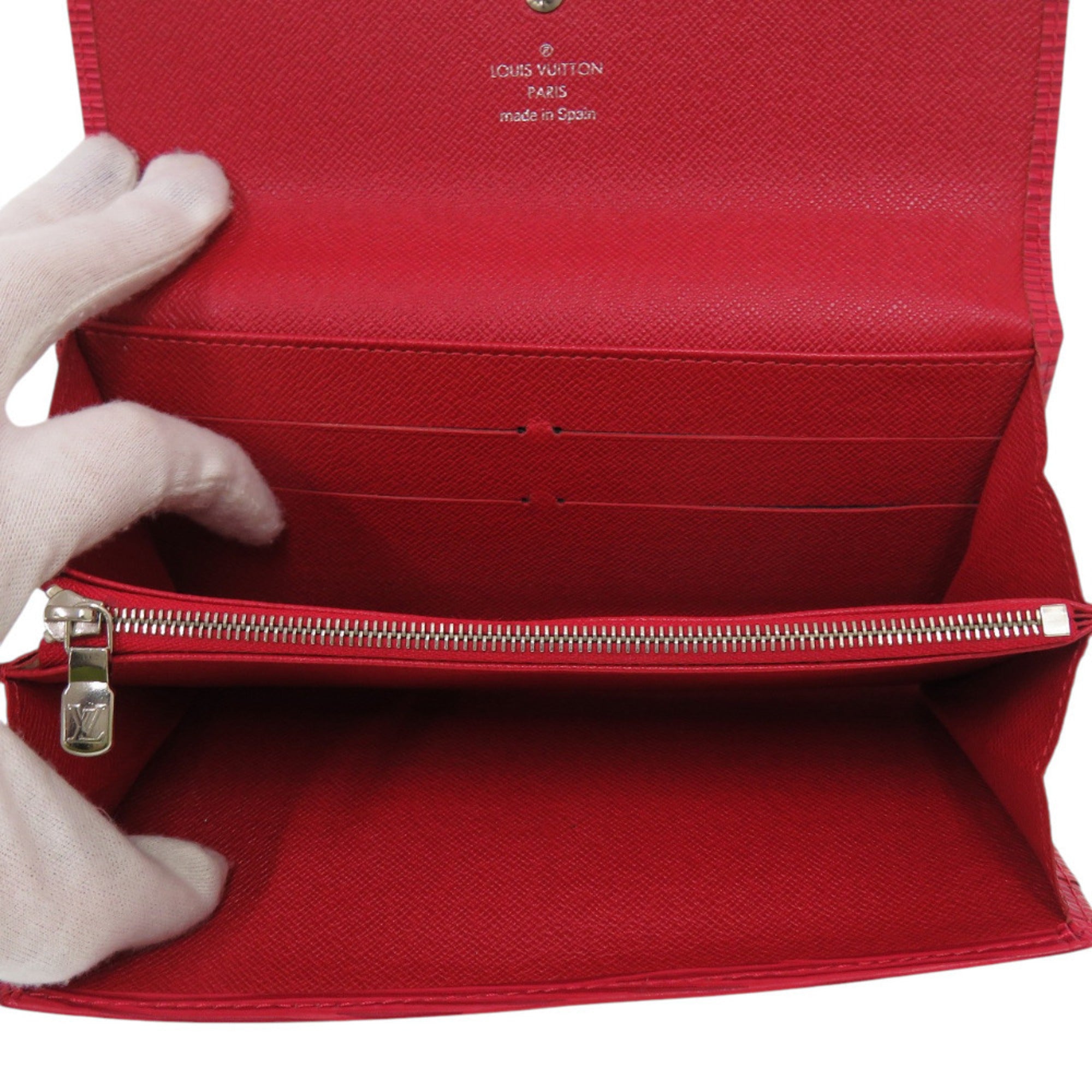Louis Vuitton Epi Castilian Red Epi Leather Long Wallet (Tri-Fold) (Pre-Owned)