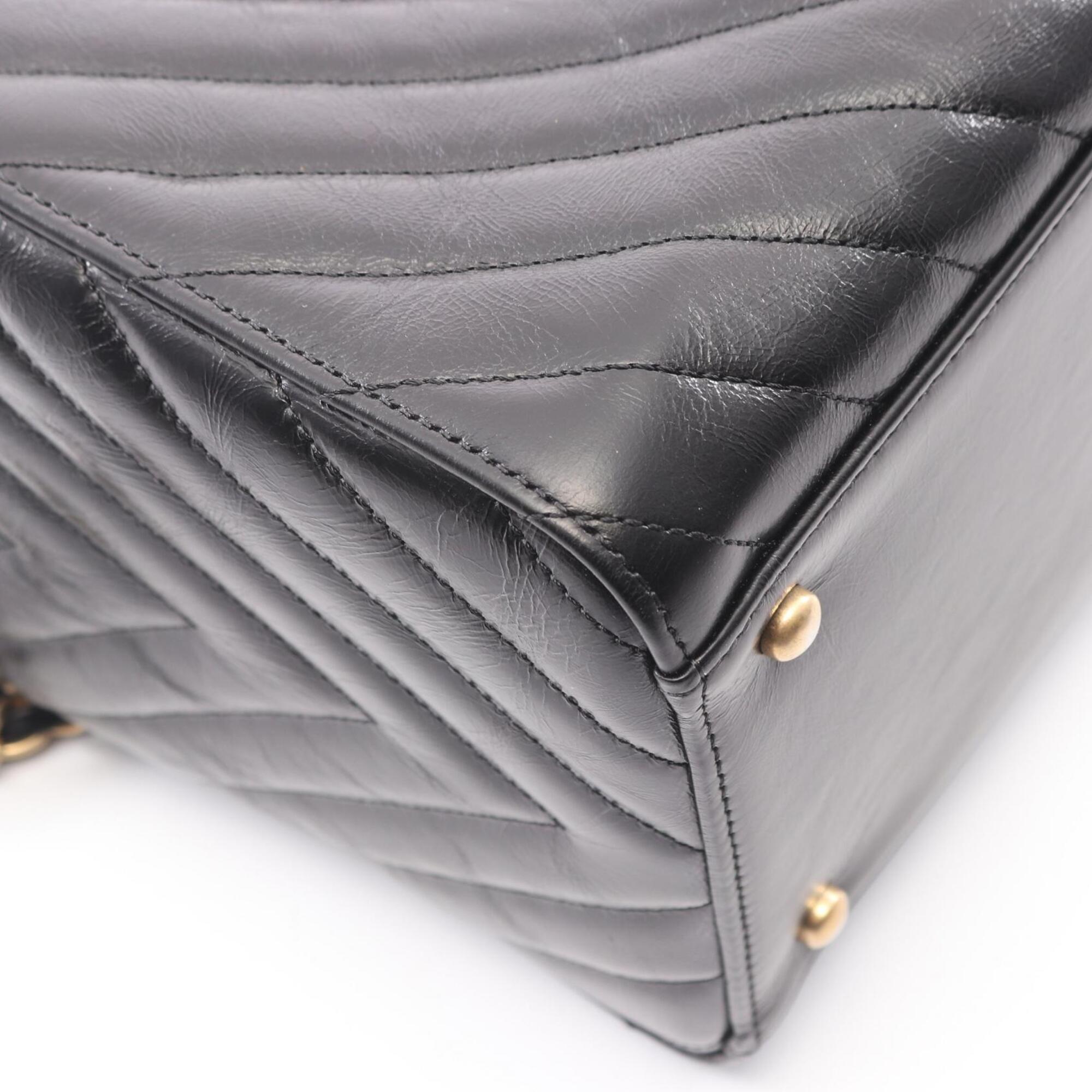 Chanel Black Leather Handbag Tote Bag (Pre-Owned)