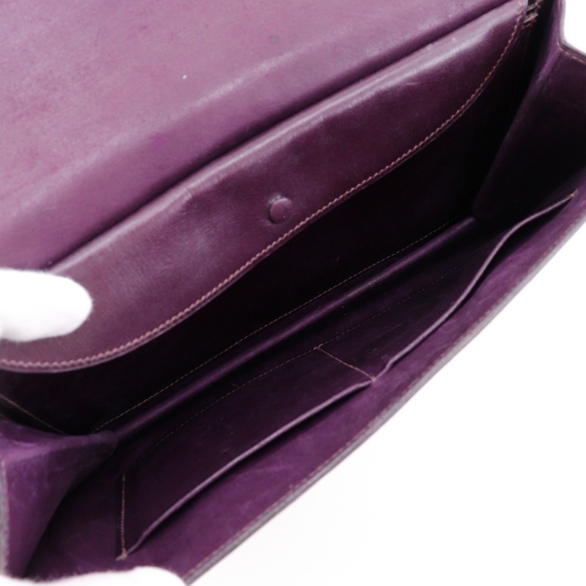Hermes Bordeaux Box Calf Leather Clutch Bag (Pre-Owned)