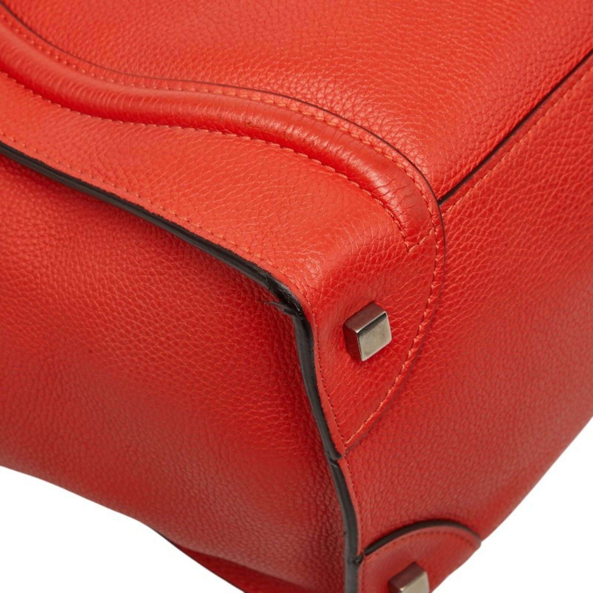 Celine Orange Red Color Leather Handbag (Pre-Owned)