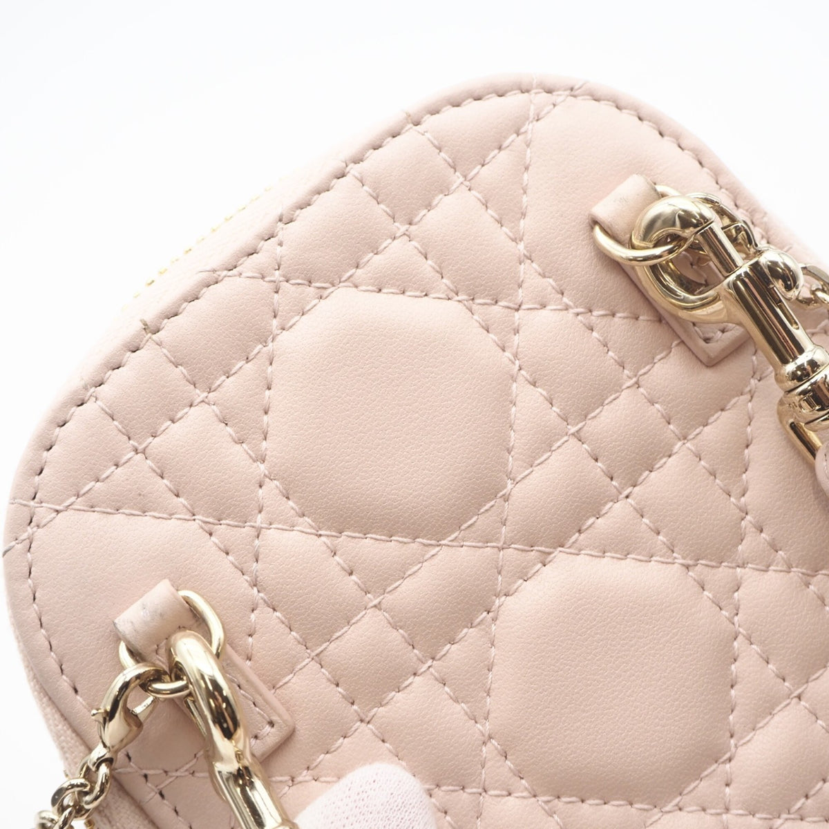 Christian Dior Lady Dior Pink Beige Leather Shoulder Bag (Pre-Owned)