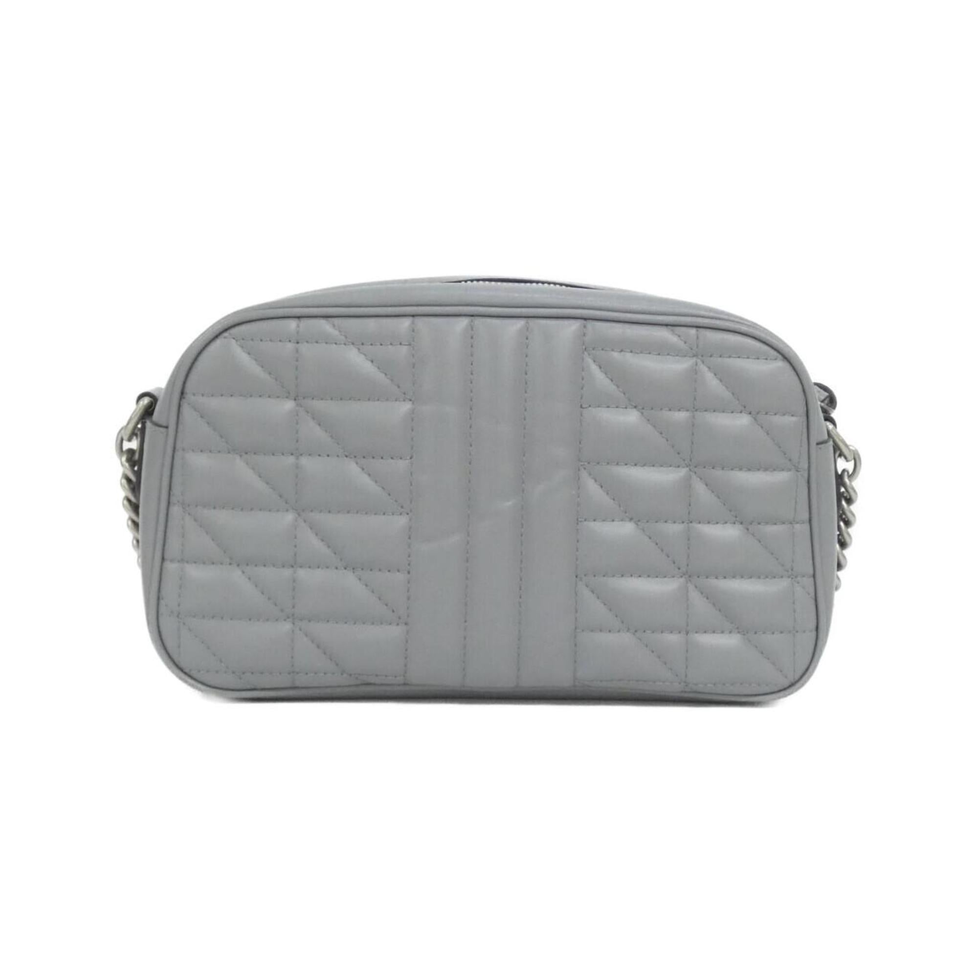 Gucci Gg Marmont Gray Leather Shoulder Bag (Pre-Owned)