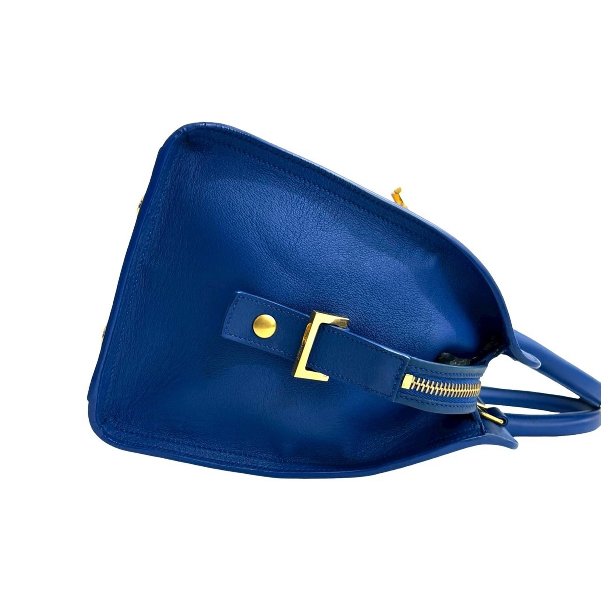 Yves Saint Laurent Blue Leather Handbag Shoulder Bag (Pre-Owned)