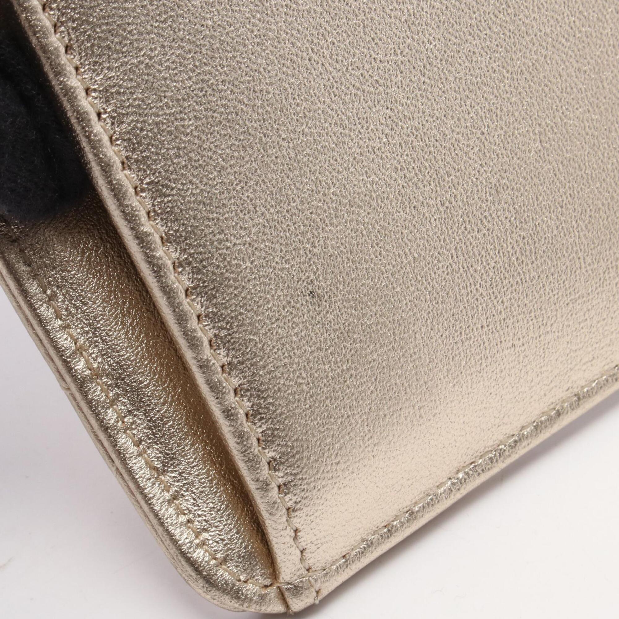Chanel Gold Leather Long Wallet (Bi-Fold) (Pre-Owned)