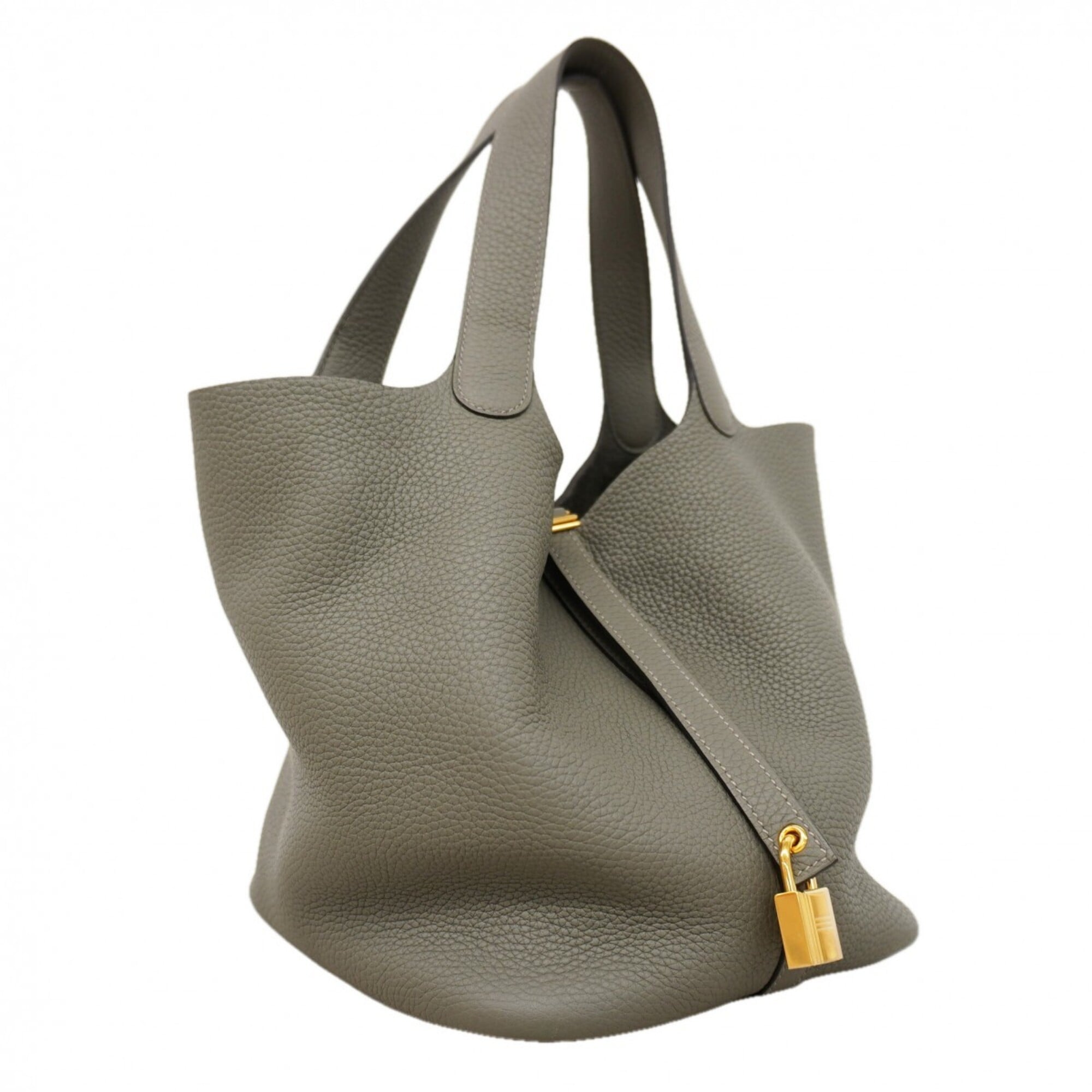 Hermes Gray Taurillon Clemence Leather Handbag (Pre-Owned)
