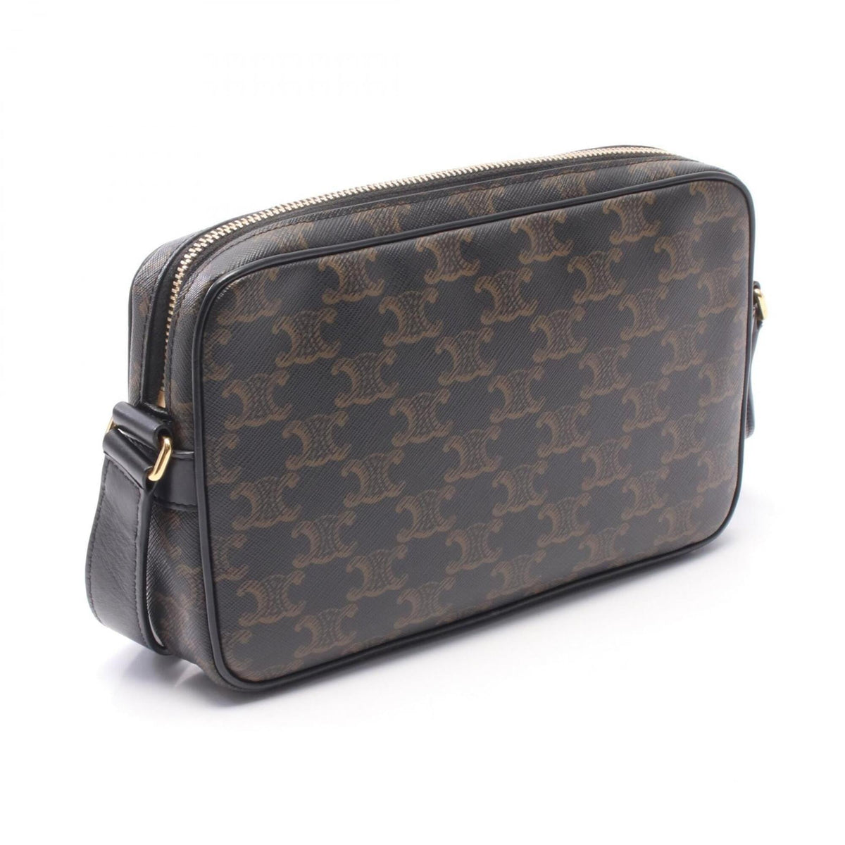 Celine Black Brown Coated Canvas Leather Handbag Messenger Bag Shoulder Bag (Pre-Owned)