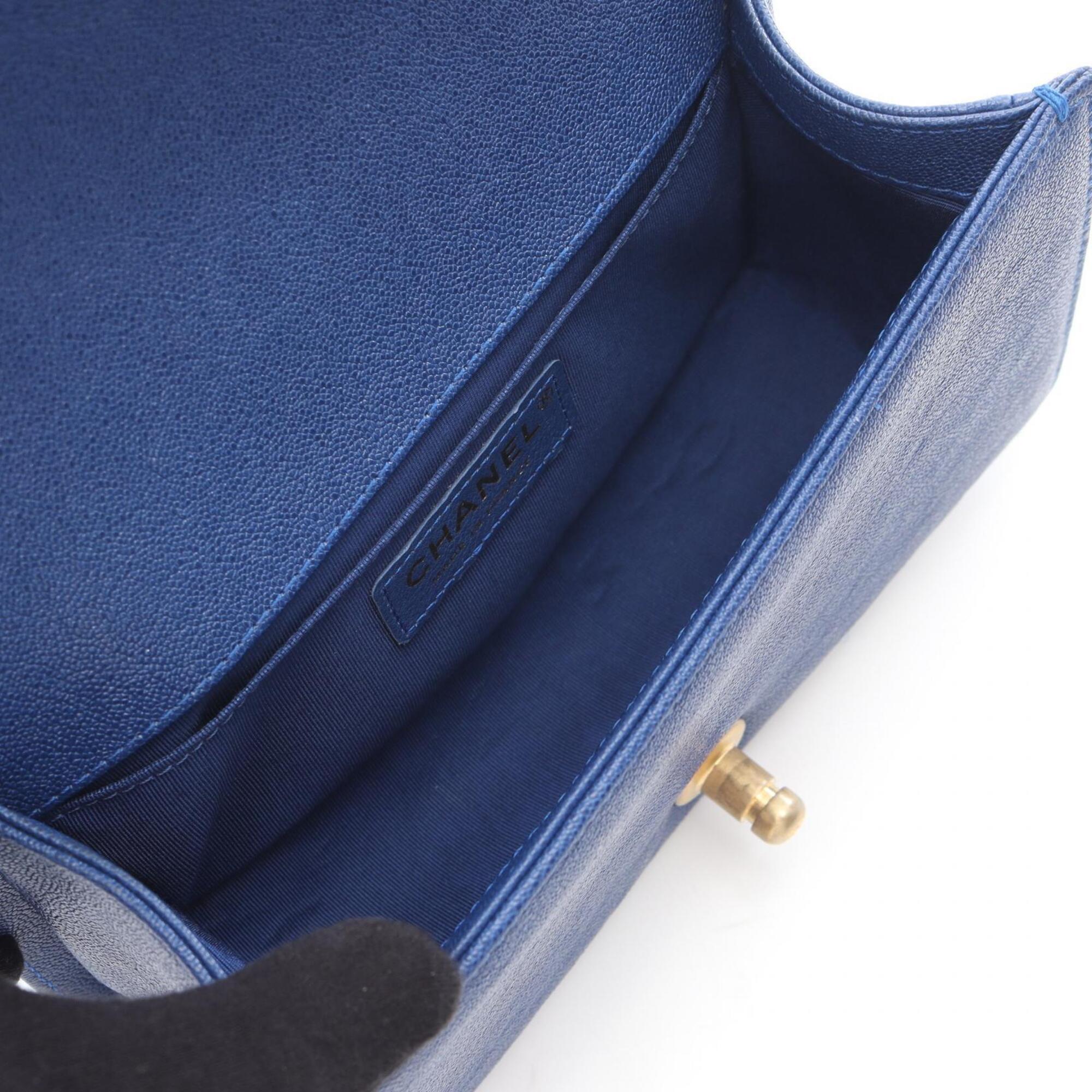 Chanel Blue Grained Calfskin Handbag Shoulder Bag (Pre-Owned)