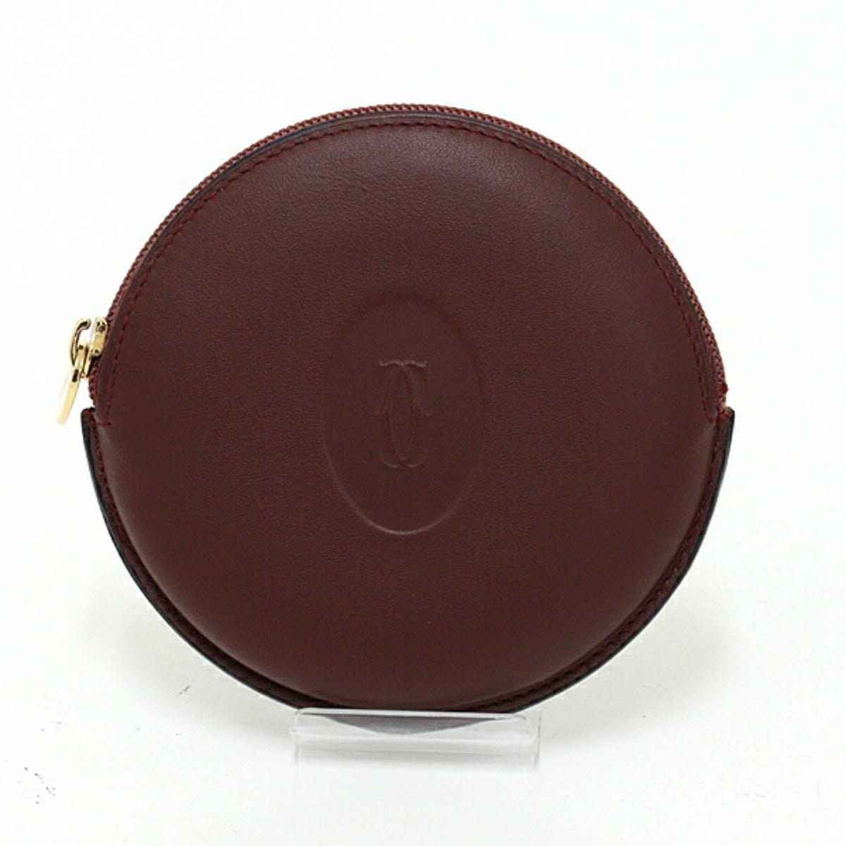 Cartier Bordeaux Leather Coin Purse/Coin Case (Pre-Owned)
