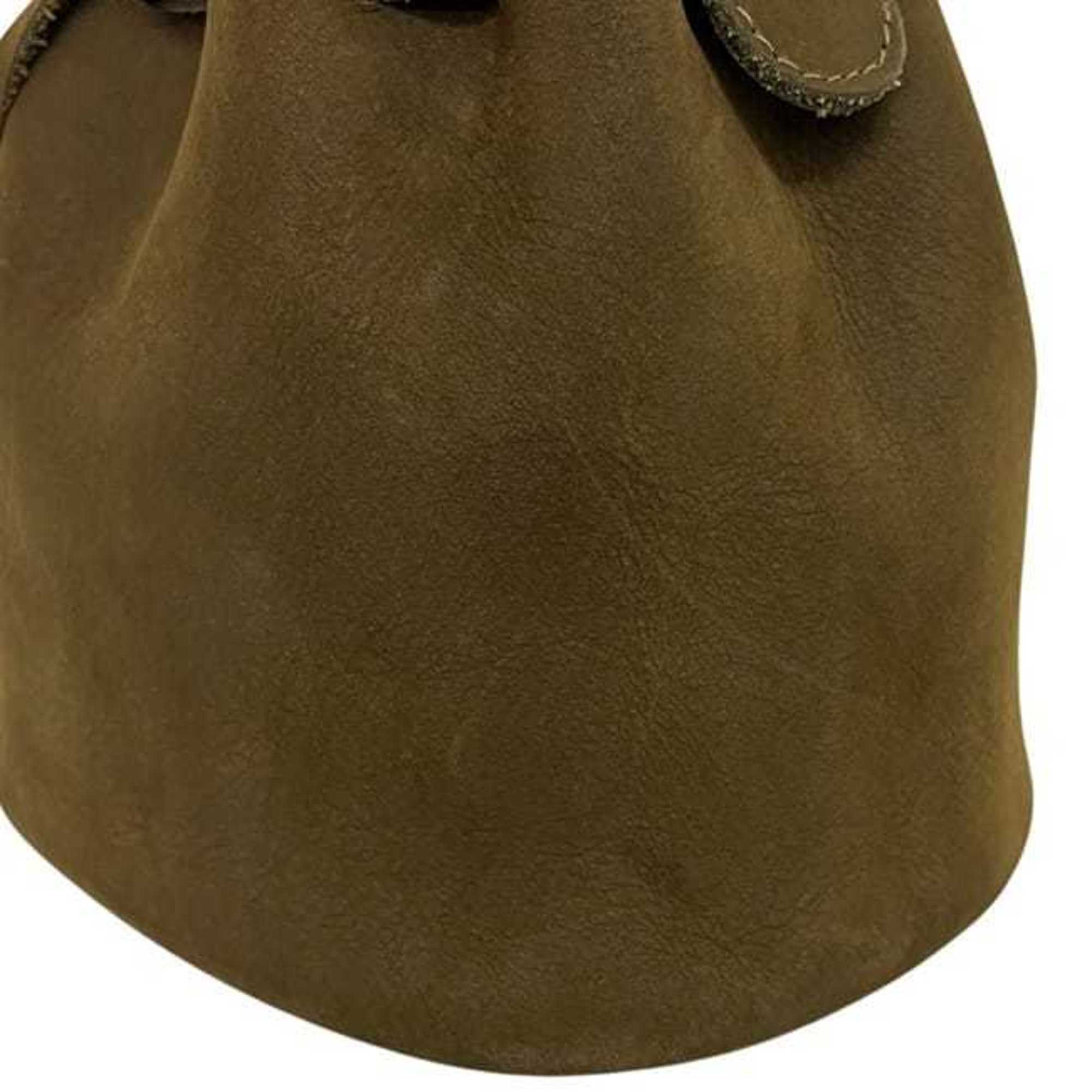 Salvatore Ferragamo Green Khaki Suede Leather Handbag (Pre-Owned)