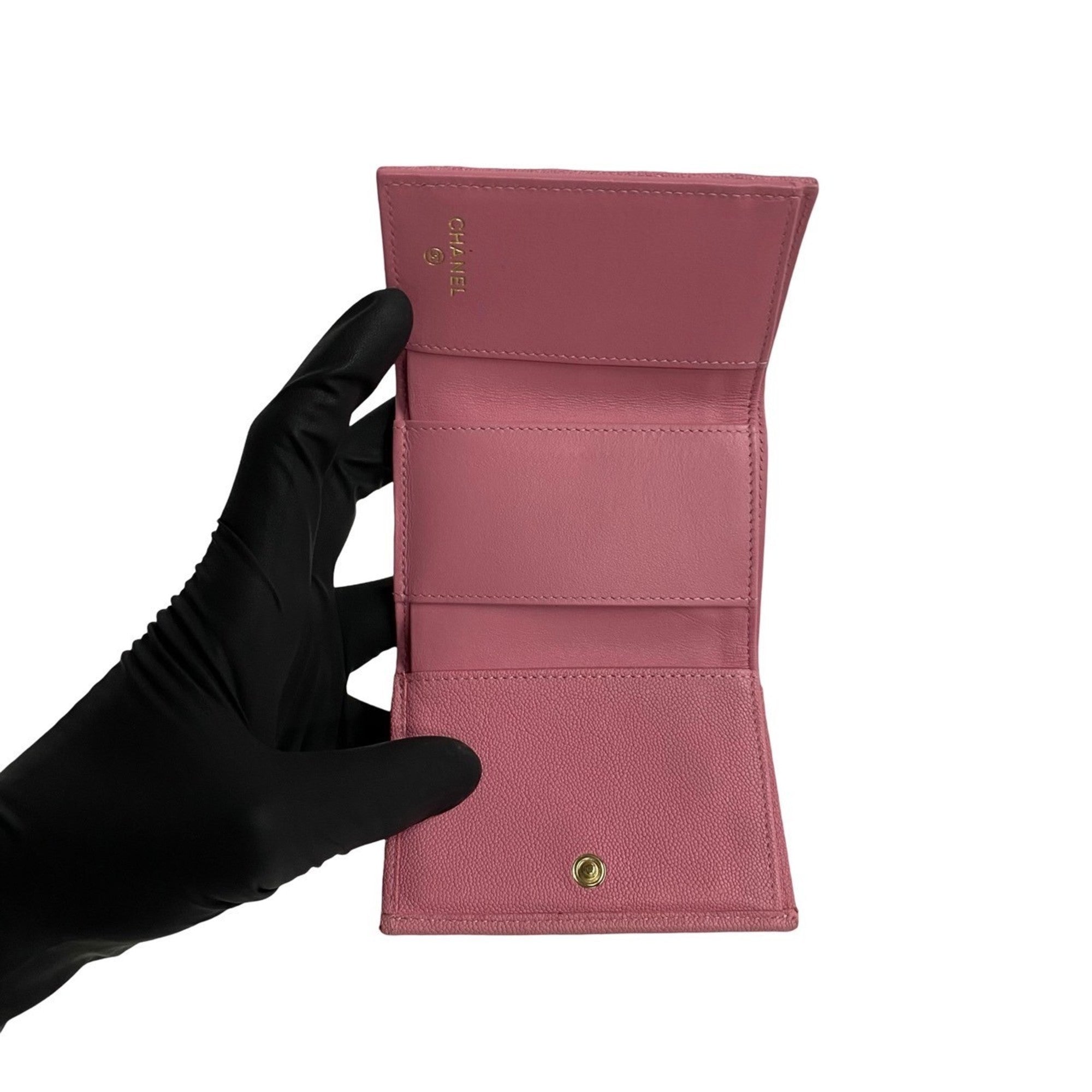 Chanel Pink Grained Calfskin Wallet (Tri-Fold) (Pre-Owned)