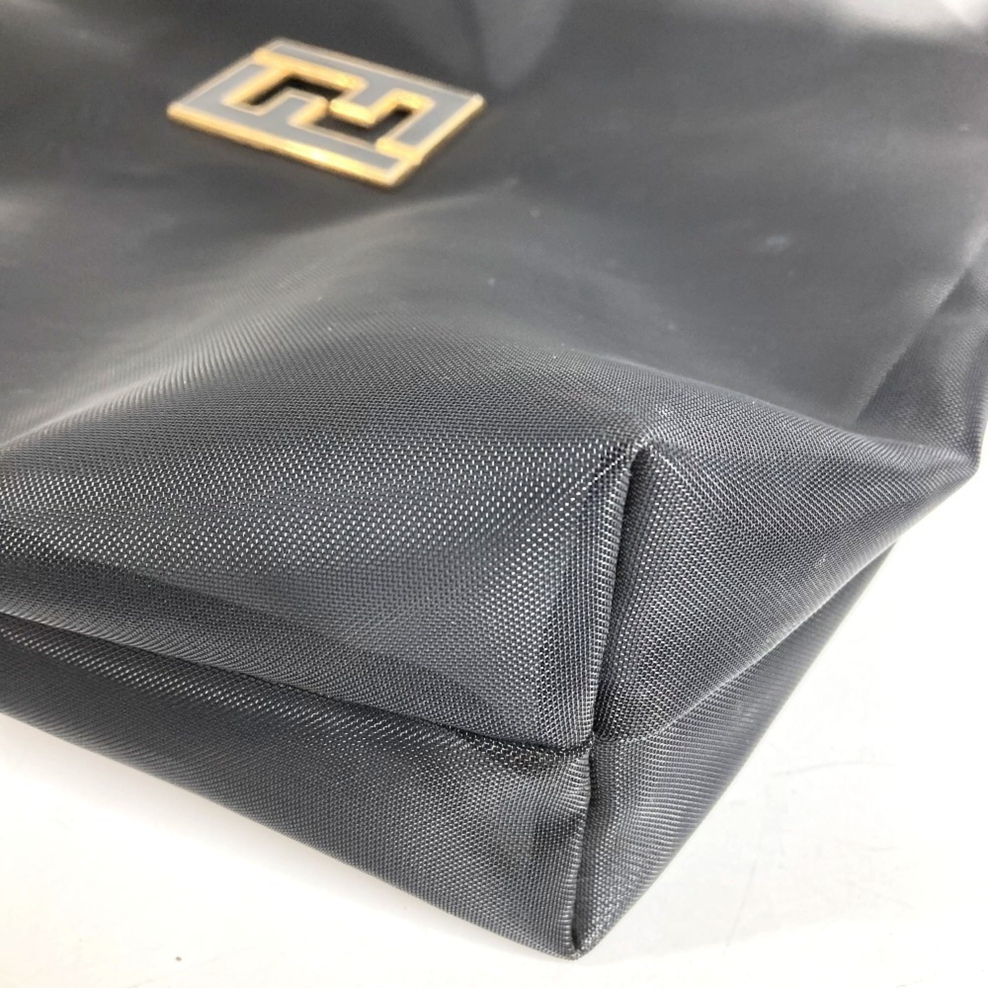 Fendi Black Gold Mesh Leather Handbag Shoulder Bag Tote Bag (Pre-Owned)