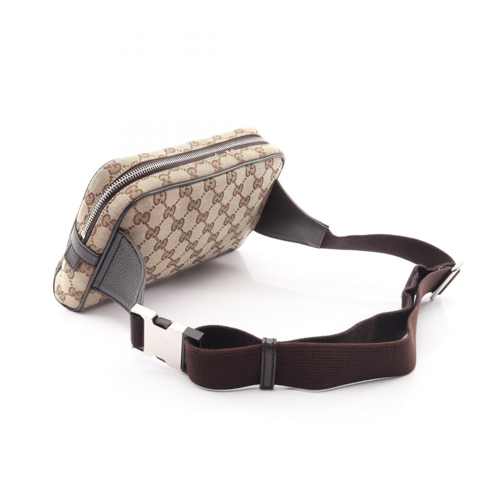 Gucci Beige Brown Gg Canvas Leather Fanny Pack (Pre-Owned)