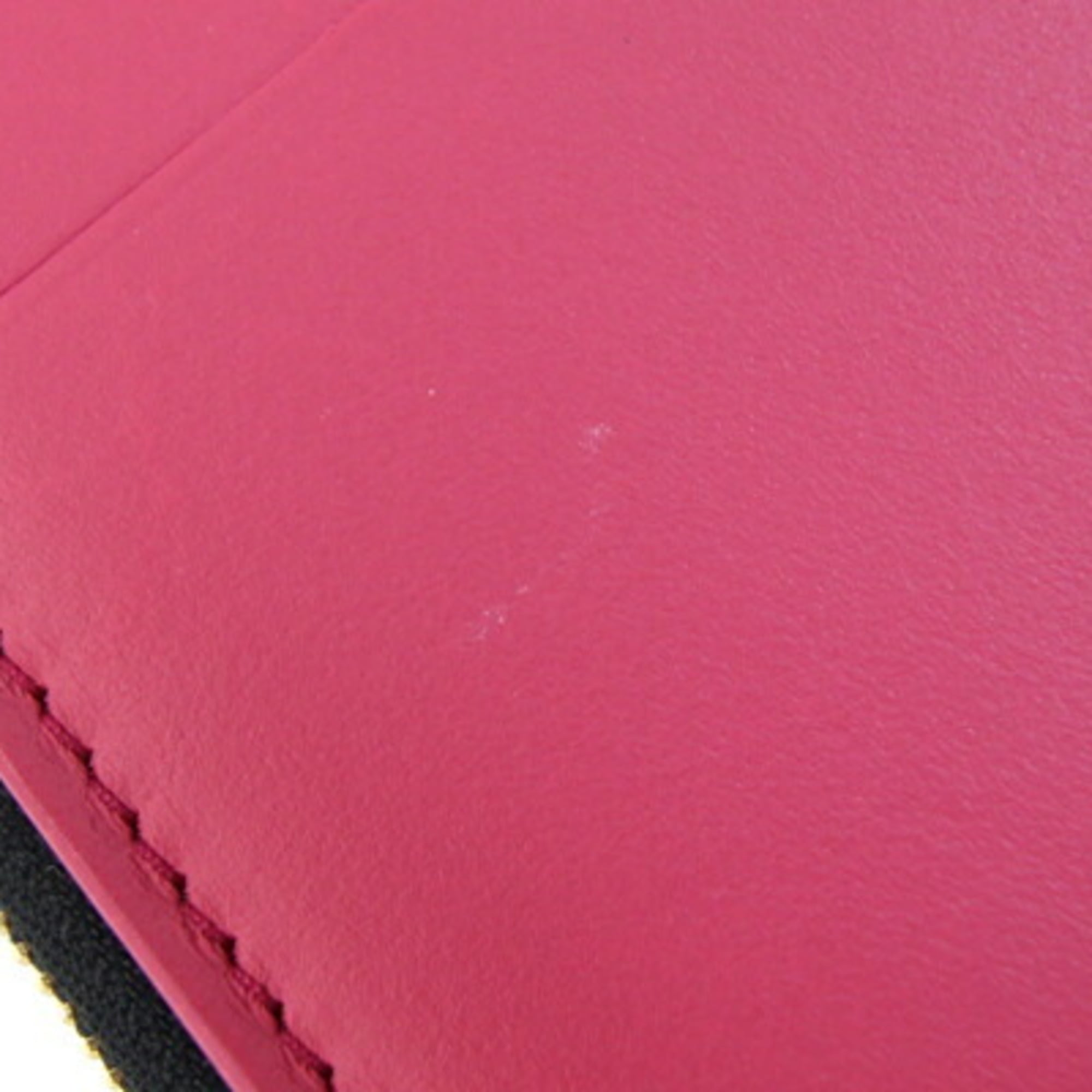 Louis Vuitton Bicolor Hot Pink Noir Leather Wallet (Tri-Fold) (Pre-Owned)
