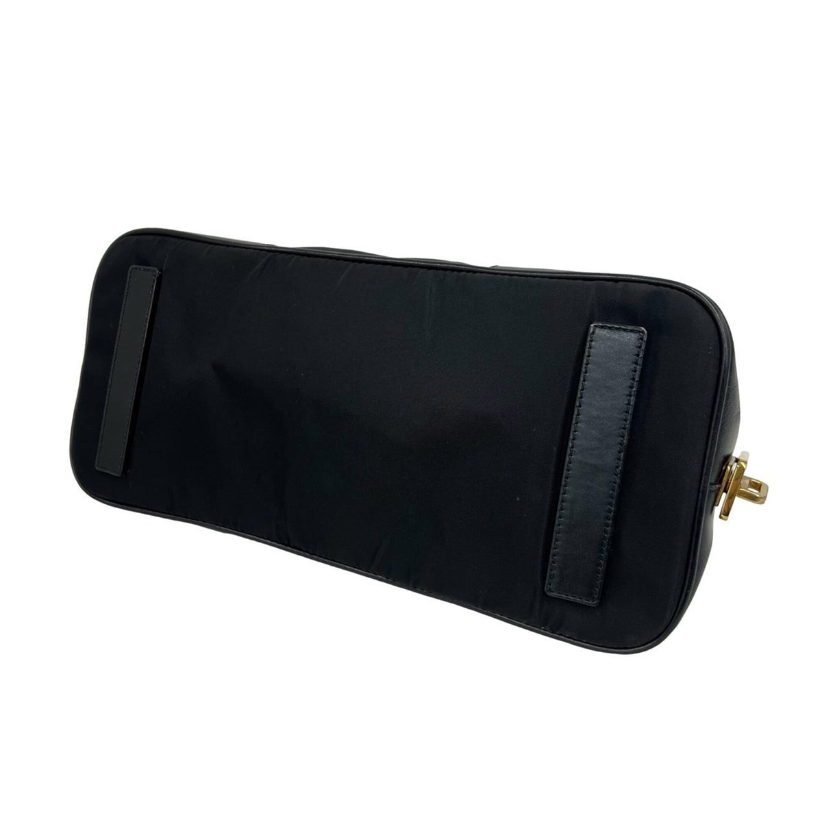 Prada Black Nylon Leather Handbag Shoulder Bag (Pre-Owned)