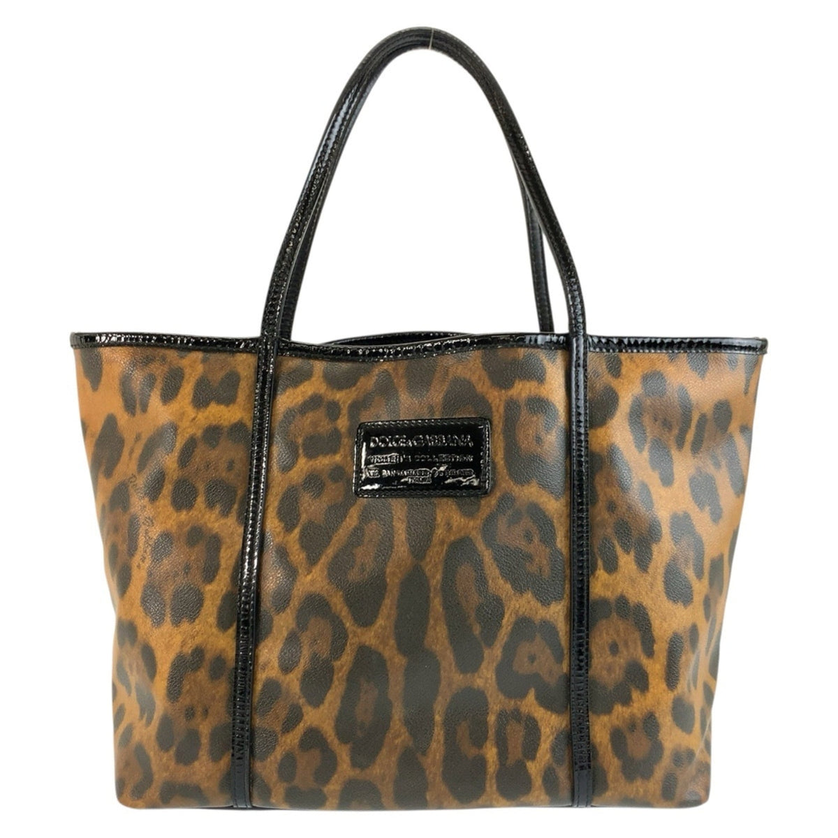Dolce & Gabbana Black Brown Patent Leather Pvc Shoulder Bag Tote Bag (Pre-Owned)