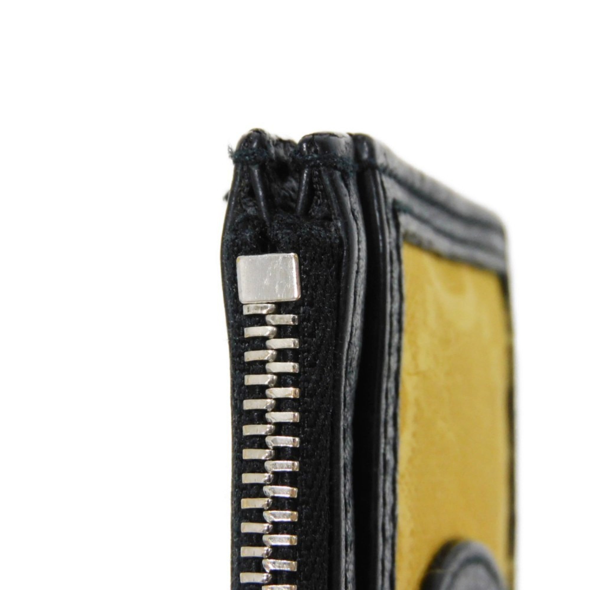Gucci Black Yellow Nylon Leather Coin Purse/Coin Case (Pre-Owned)