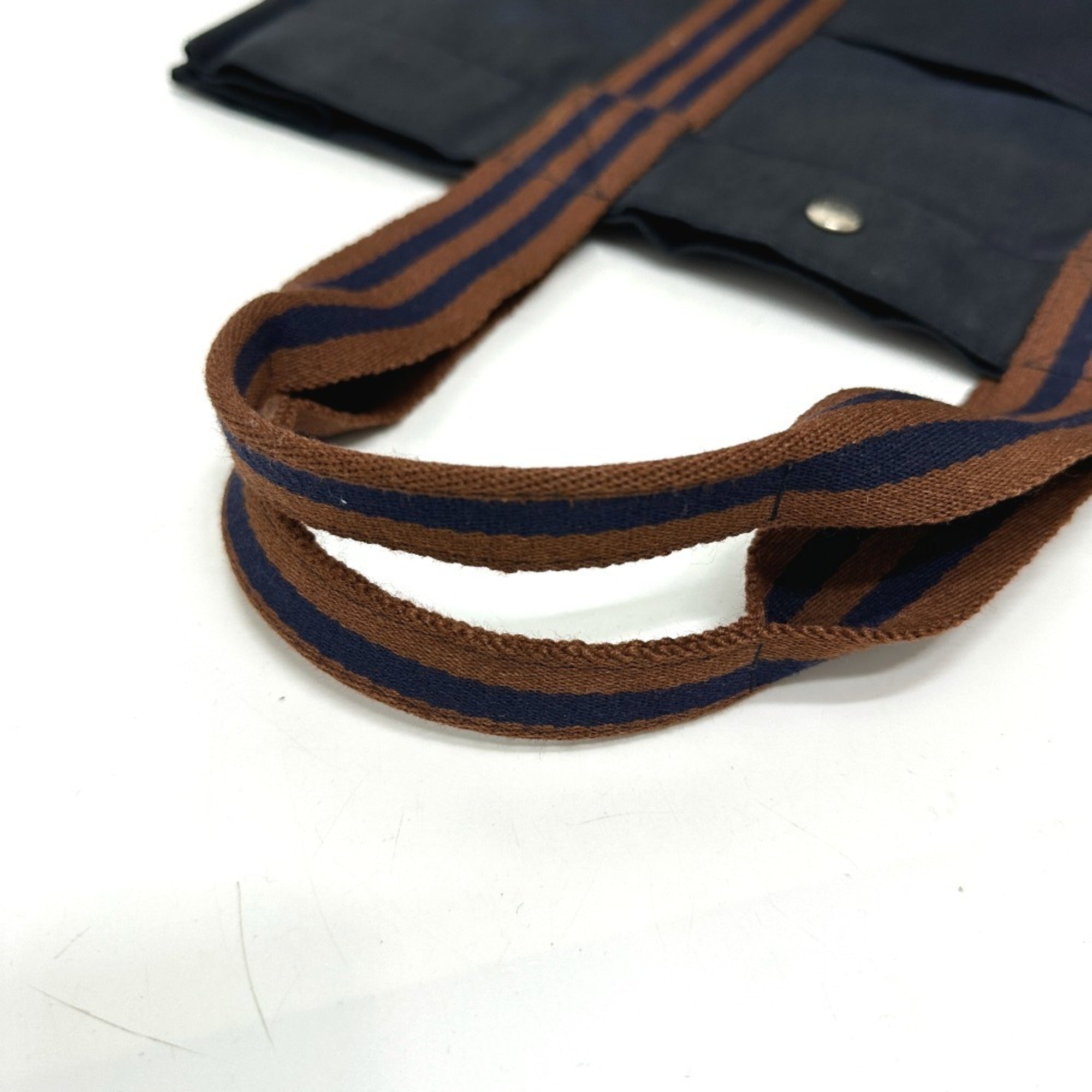 Hermes Fourre Tout Navy Canvas Handbag Tote Bag (Pre-Owned)