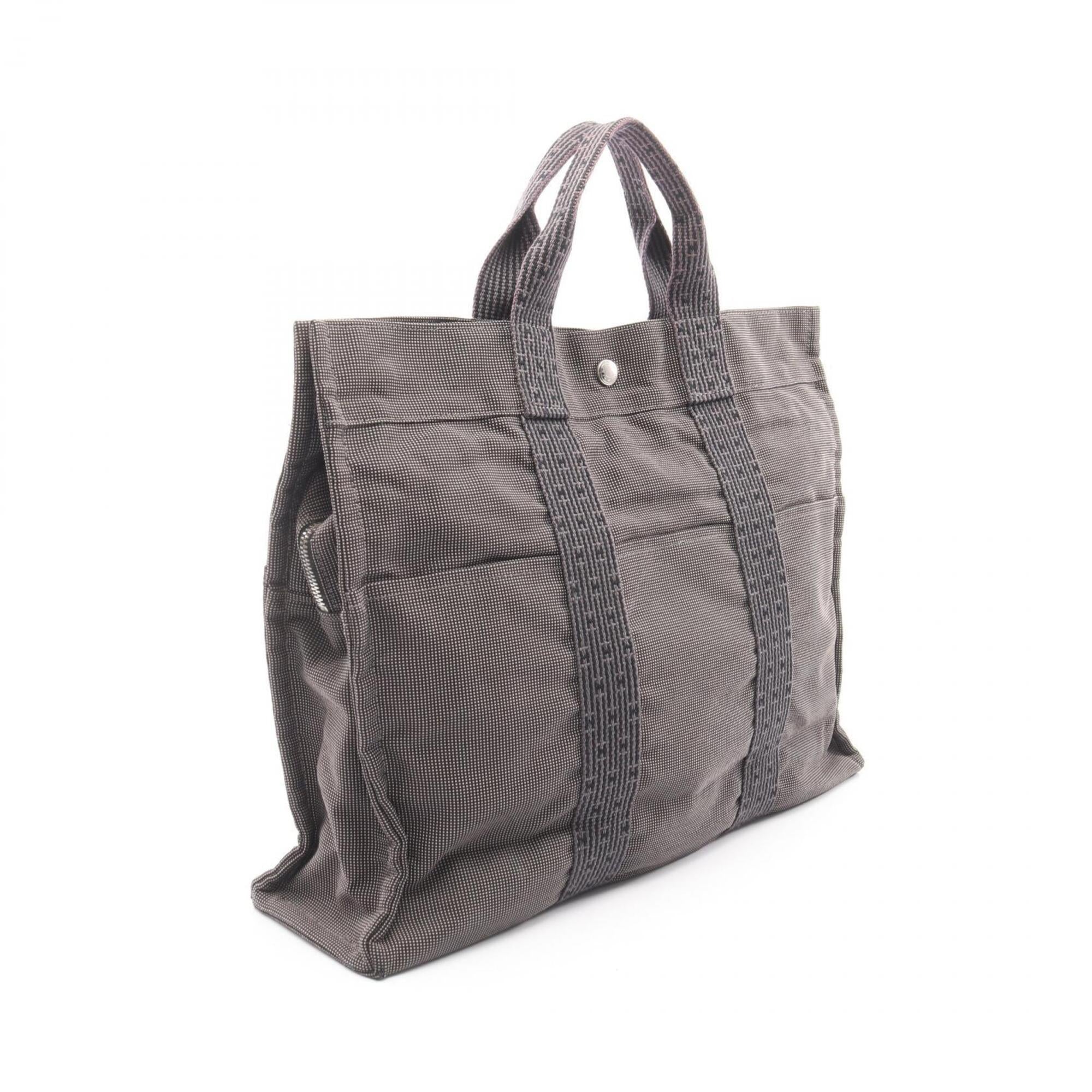 Hermes Gray Nylon Canvas Handbag Tote Bag (Pre-Owned)
