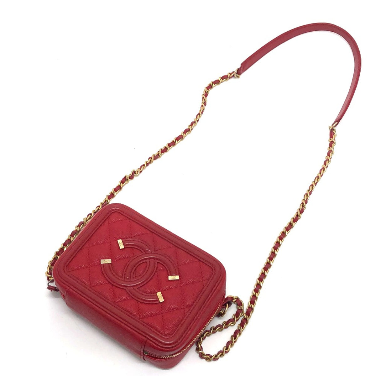Chanel Red Leather Shoulder Bag (Pre-Owned)