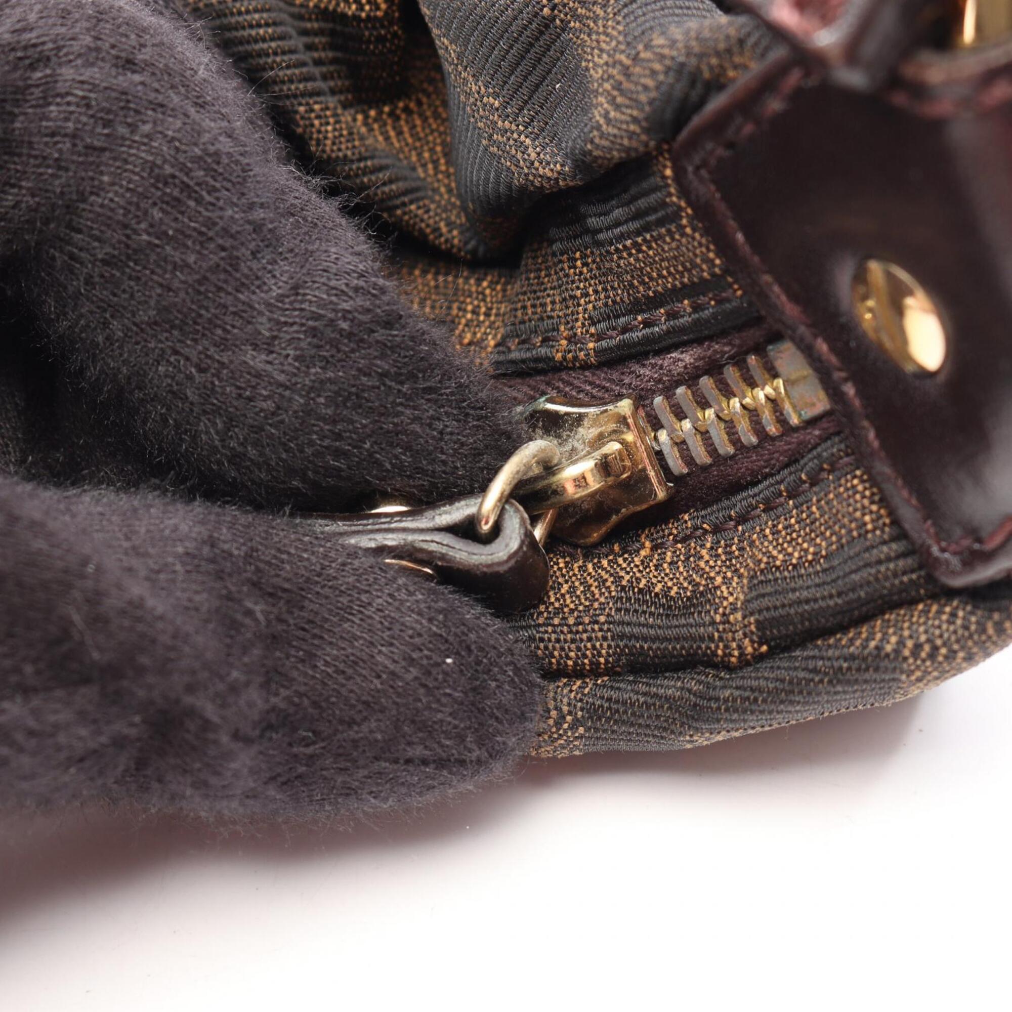 Fendi Black Brown Canvas Leather Handbag Shoulder Bag (Pre-Owned)