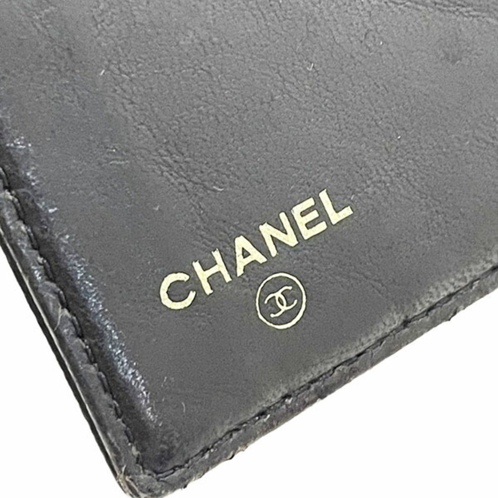 Chanel Black Grained Calfskin Wallet (Tri-Fold) (Pre-Owned)