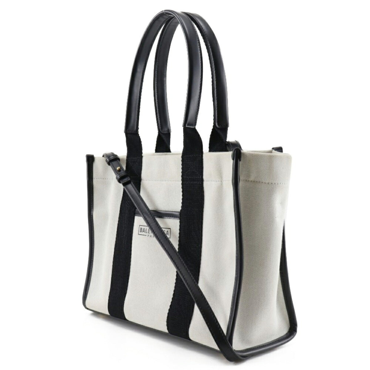 Balenciaga Black White Canvas Pouch Tote Bag (Pre-Owned)
