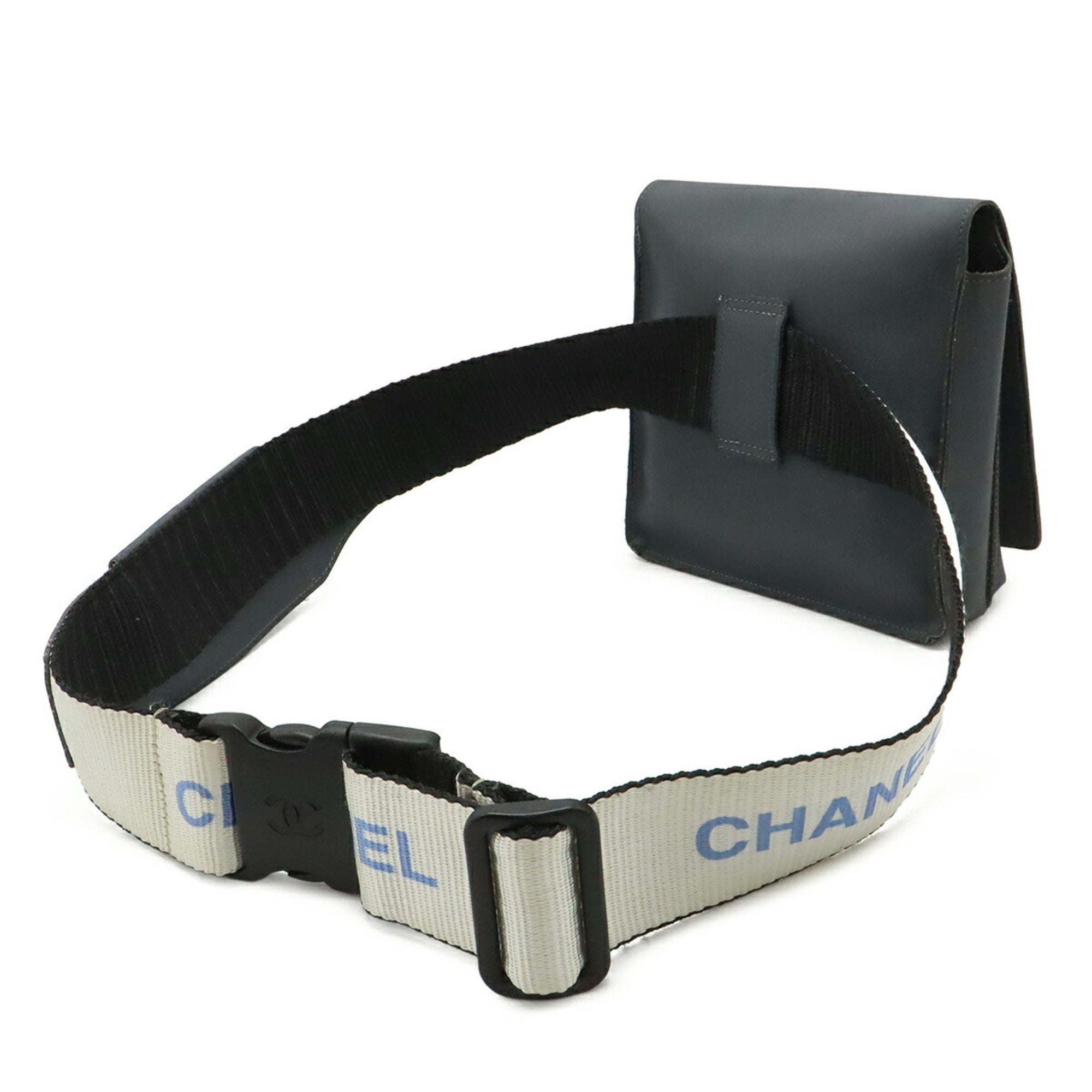 Chanel Dark Gray Ivory Nylon Fanny Pack Pouch Sling Bag (Pre-Owned)