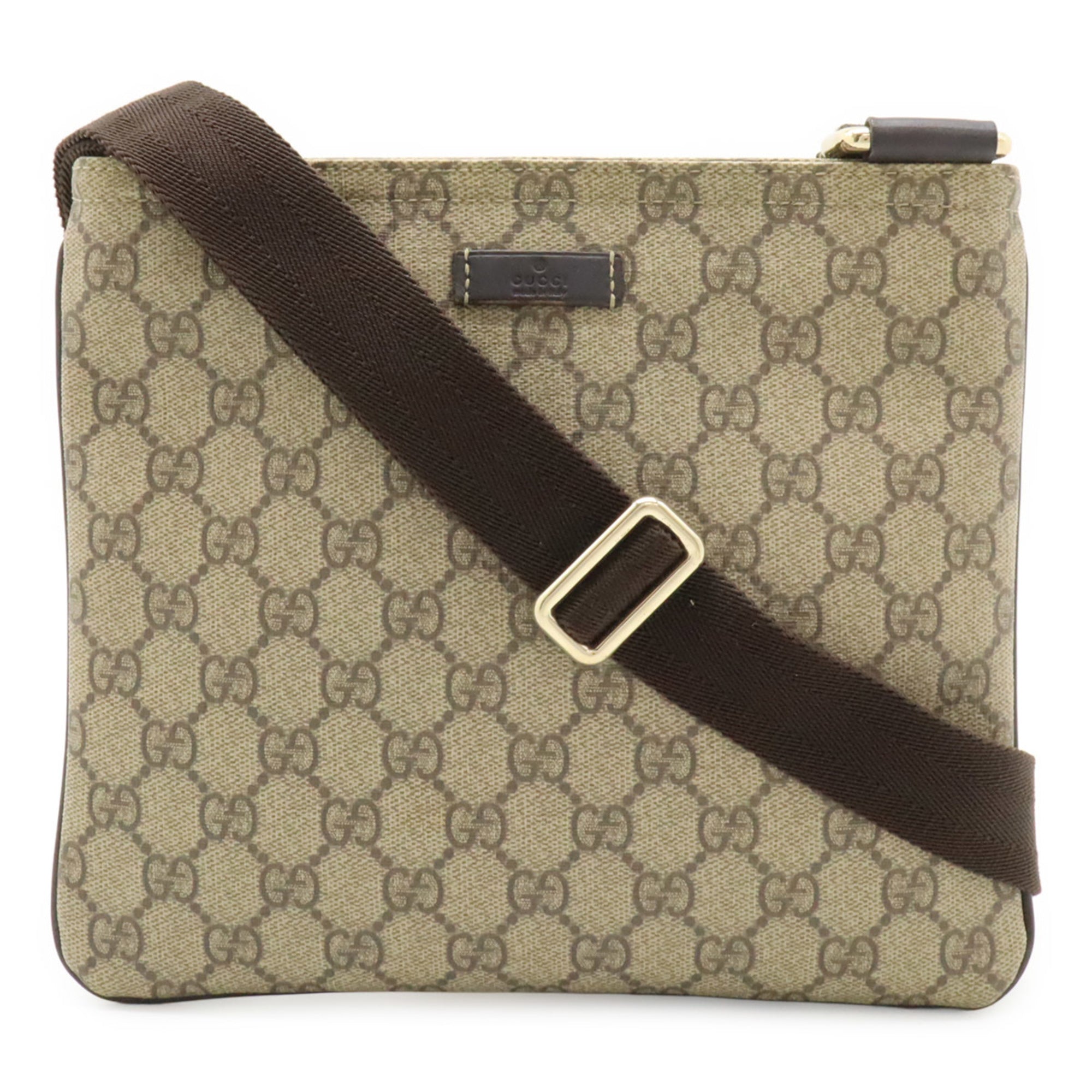 Gucci Gg Plus Beige Dark Brown Gg Supreme Leather Shoulder Bag (Pre-Owned)