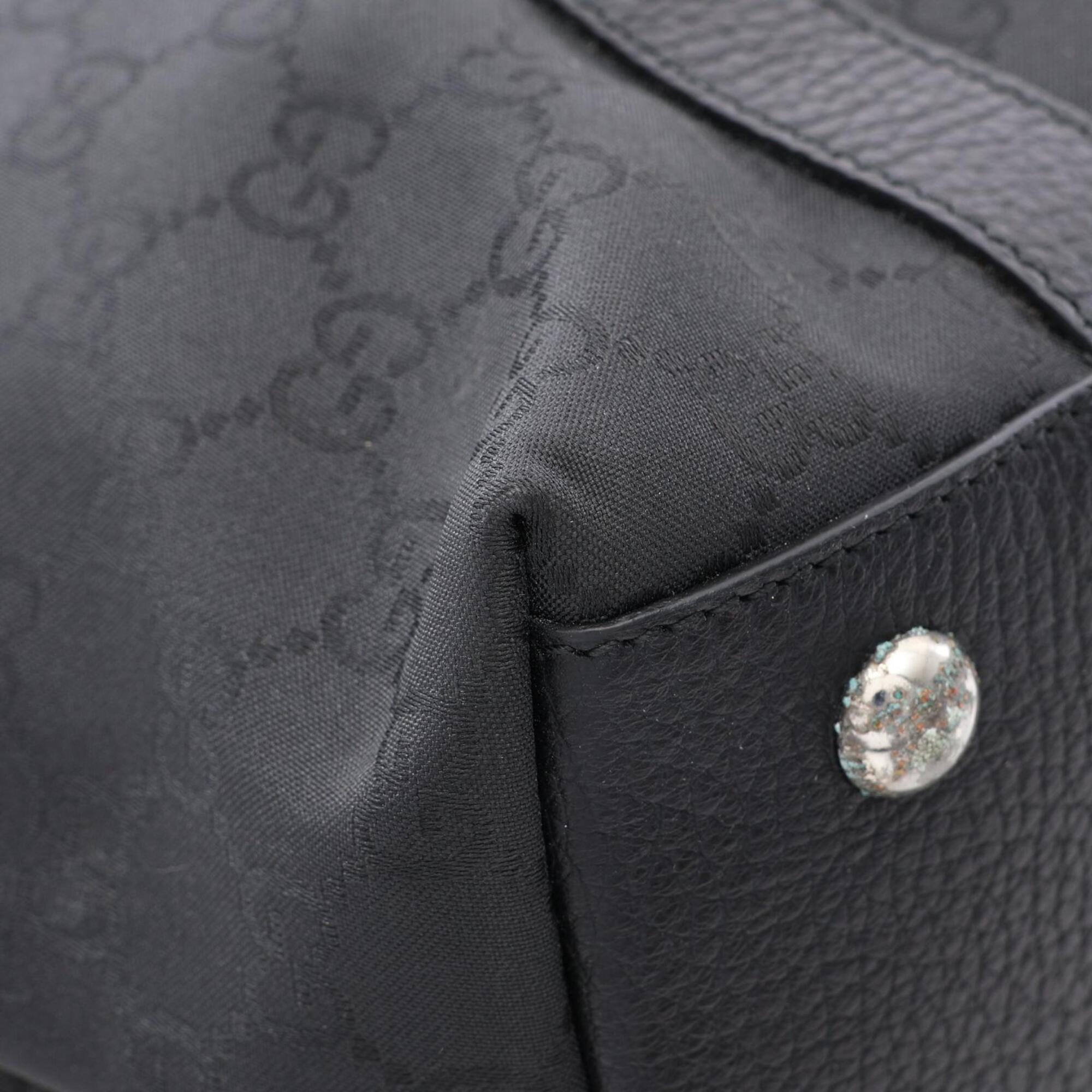 Gucci Black Nylon Leather Handbag Tote Bag (Pre-Owned)