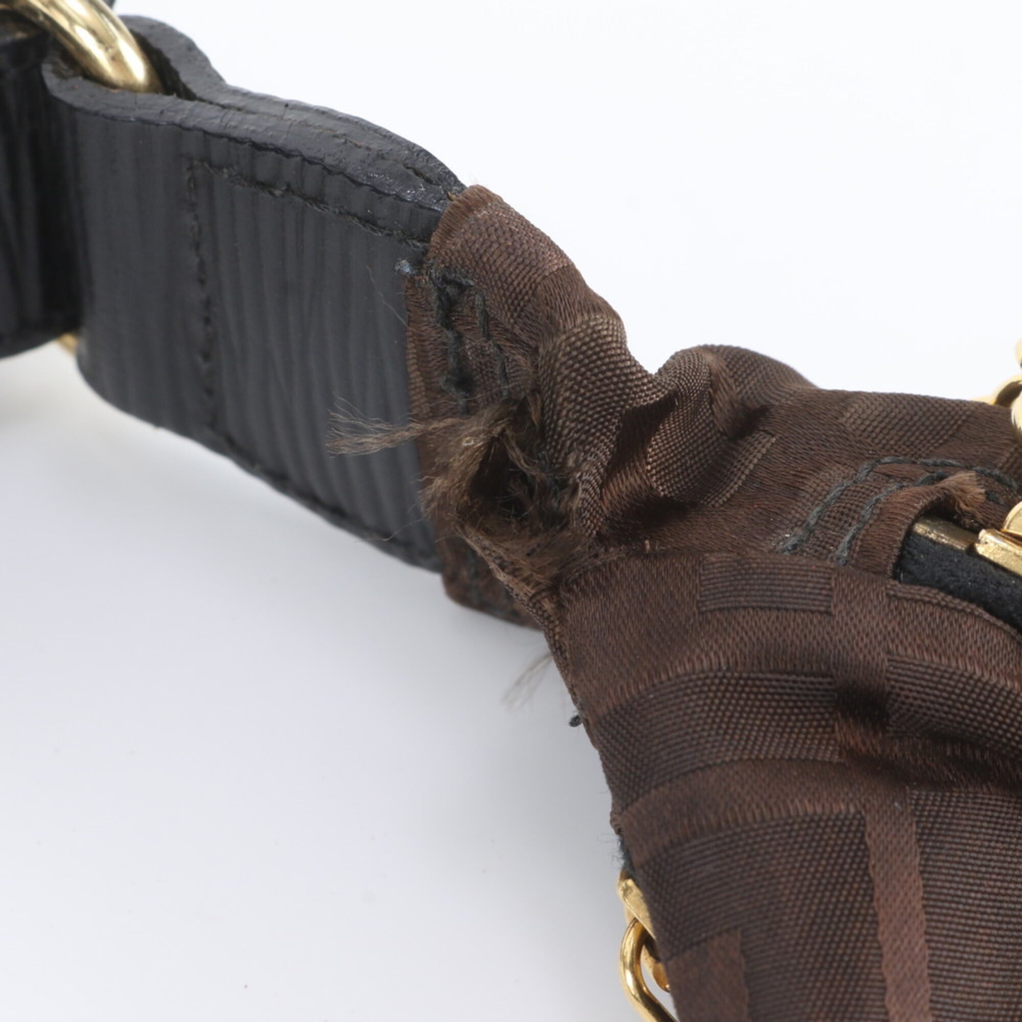 Fendi Brown Leather Nylon Pouch Shoulder Bag Sling Bag (Pre-Owned)