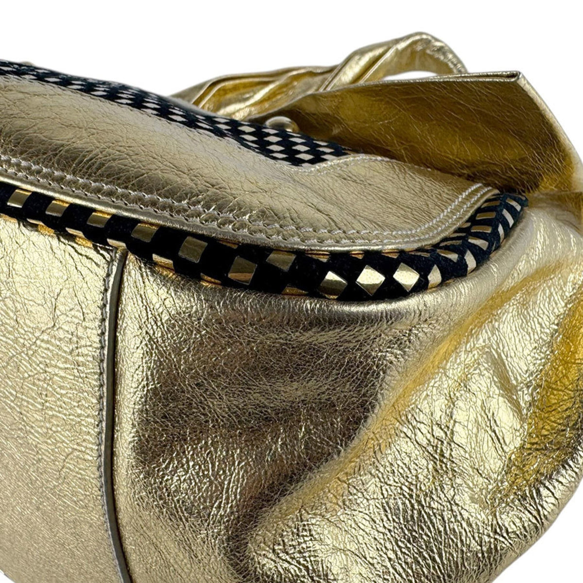 Unspecified Black Gold Leather Handbag (Pre-Owned)