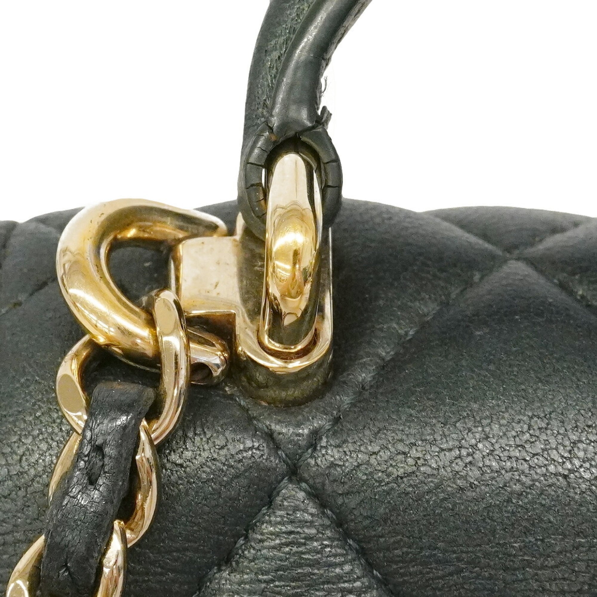 Chanel Dark Green Leather Handbag (Pre-Owned)