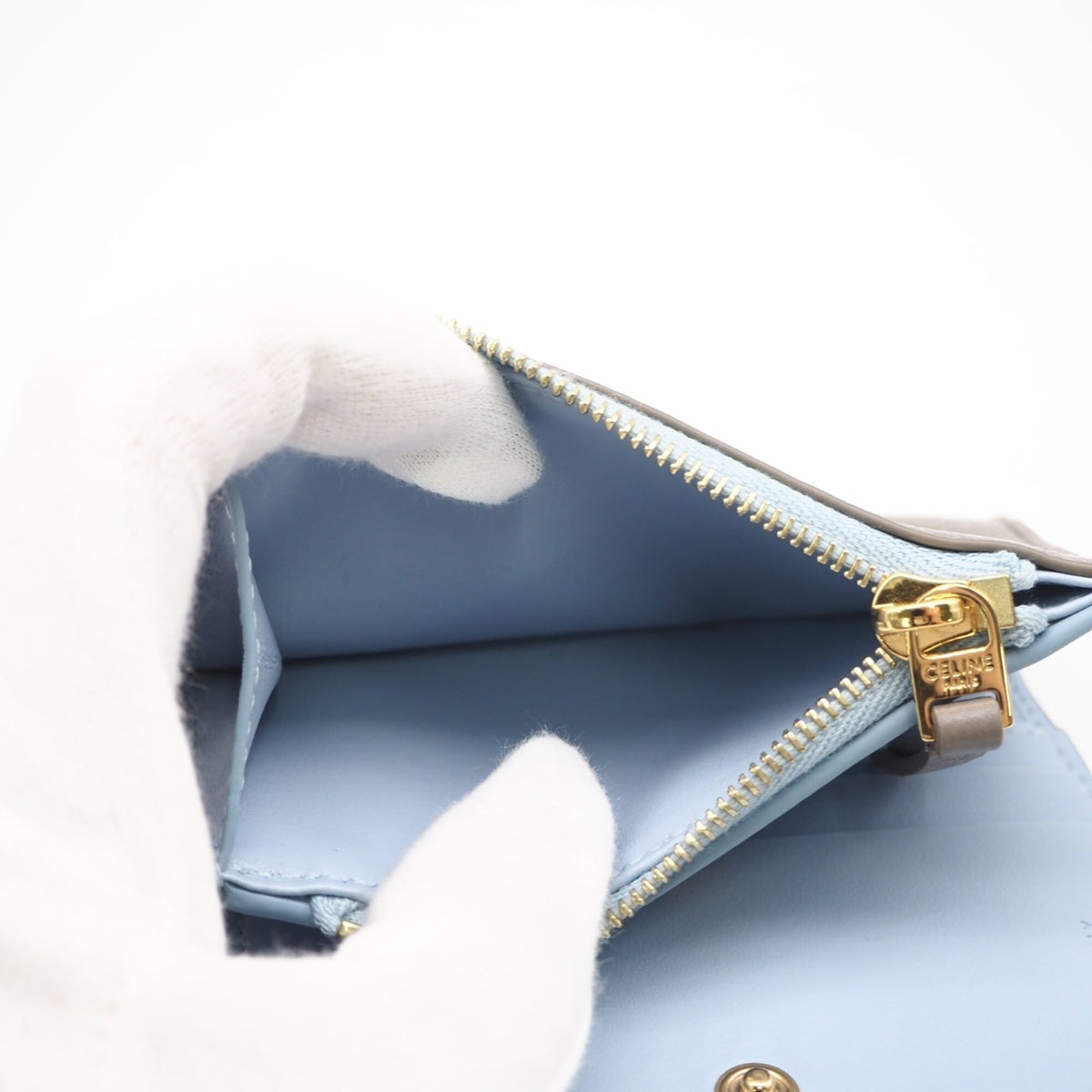Celine Blue Grayish Leather Wallet (Bi-Fold) (Pre-Owned)