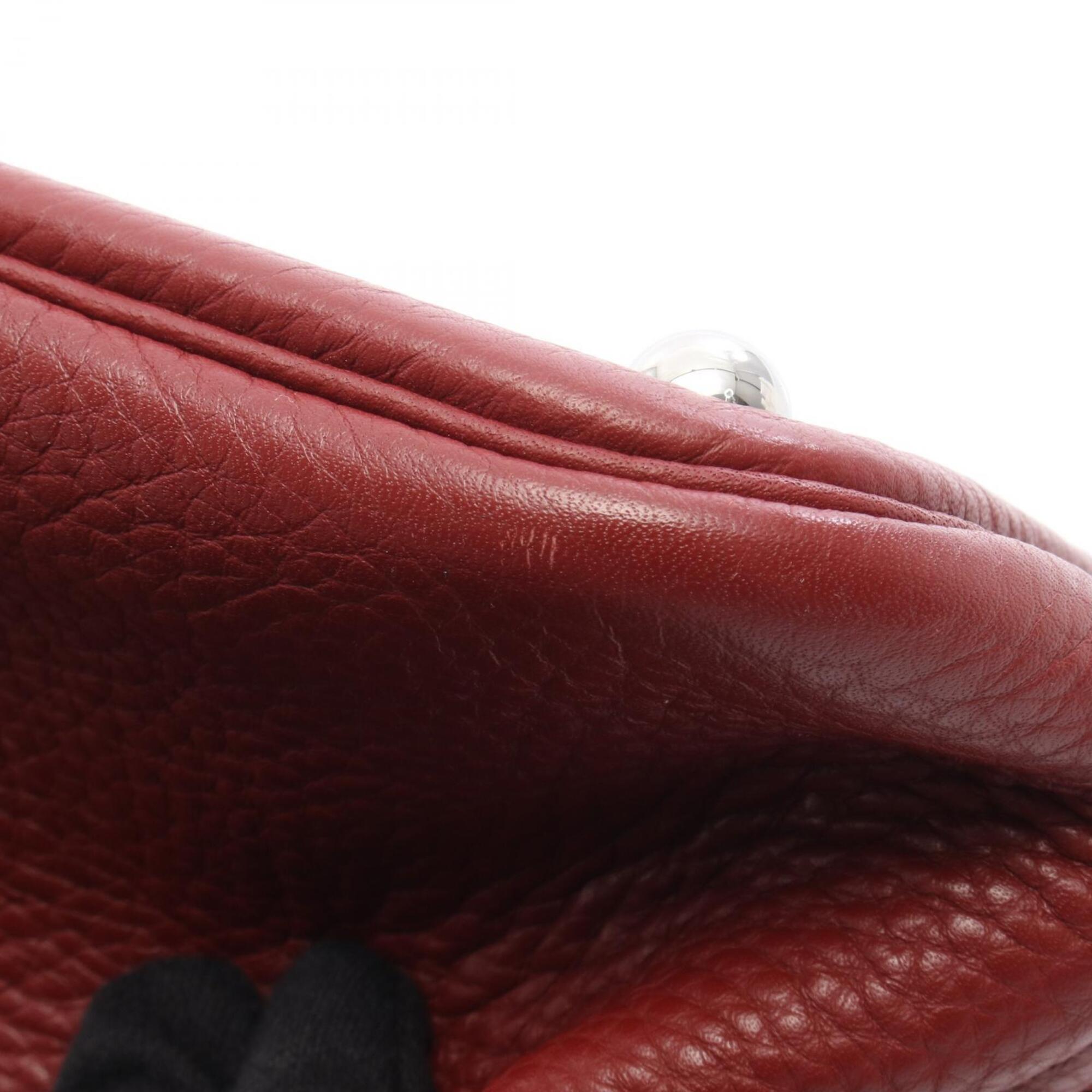 Hermes Bordeaux Ruby Taurillon Clemence Leather Leather Handbag (Pre-Owned)