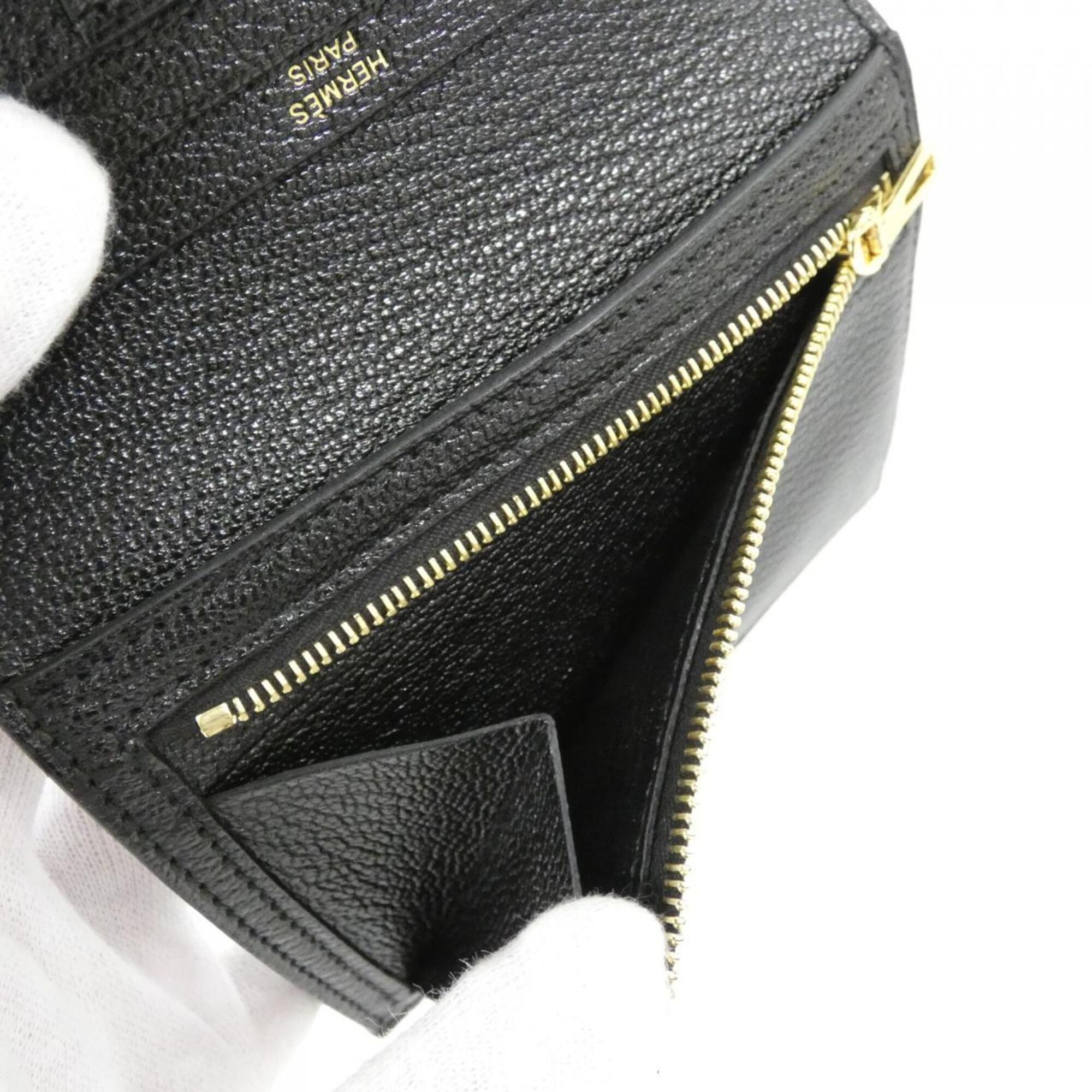 Hermes Black Chevre Leather Wallet (Bi-Fold) (Pre-Owned)