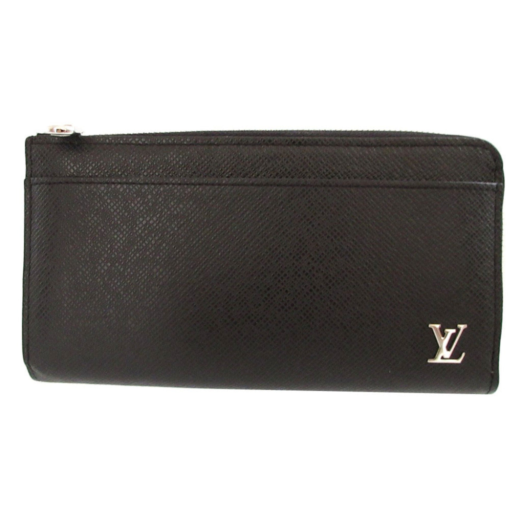 Louis Vuitton Black Taiga Leather Long Wallet (Bi-Fold) (Pre-Owned)
