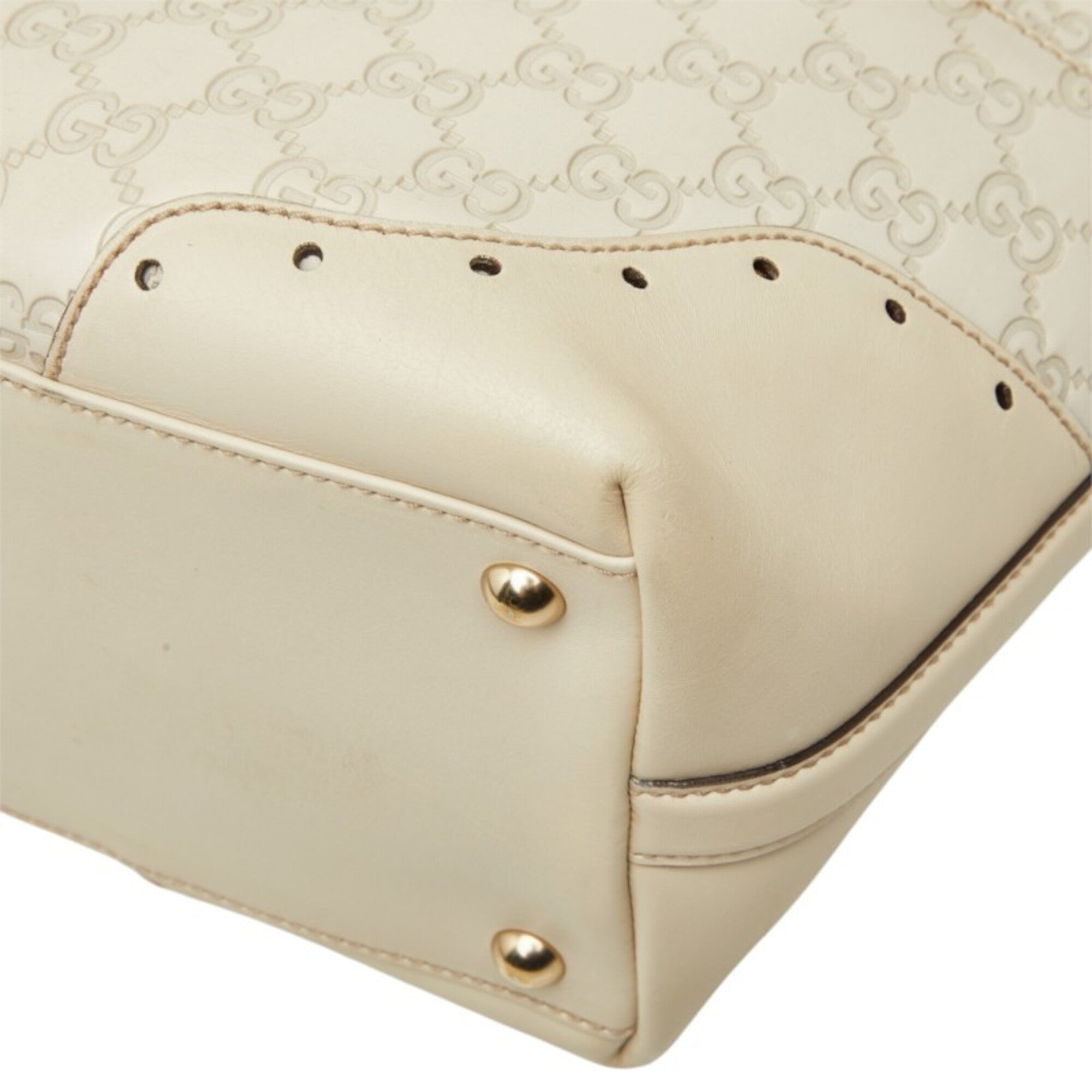Gucci Ivory Leather Shoulder Bag Tote Bag (Pre-Owned)