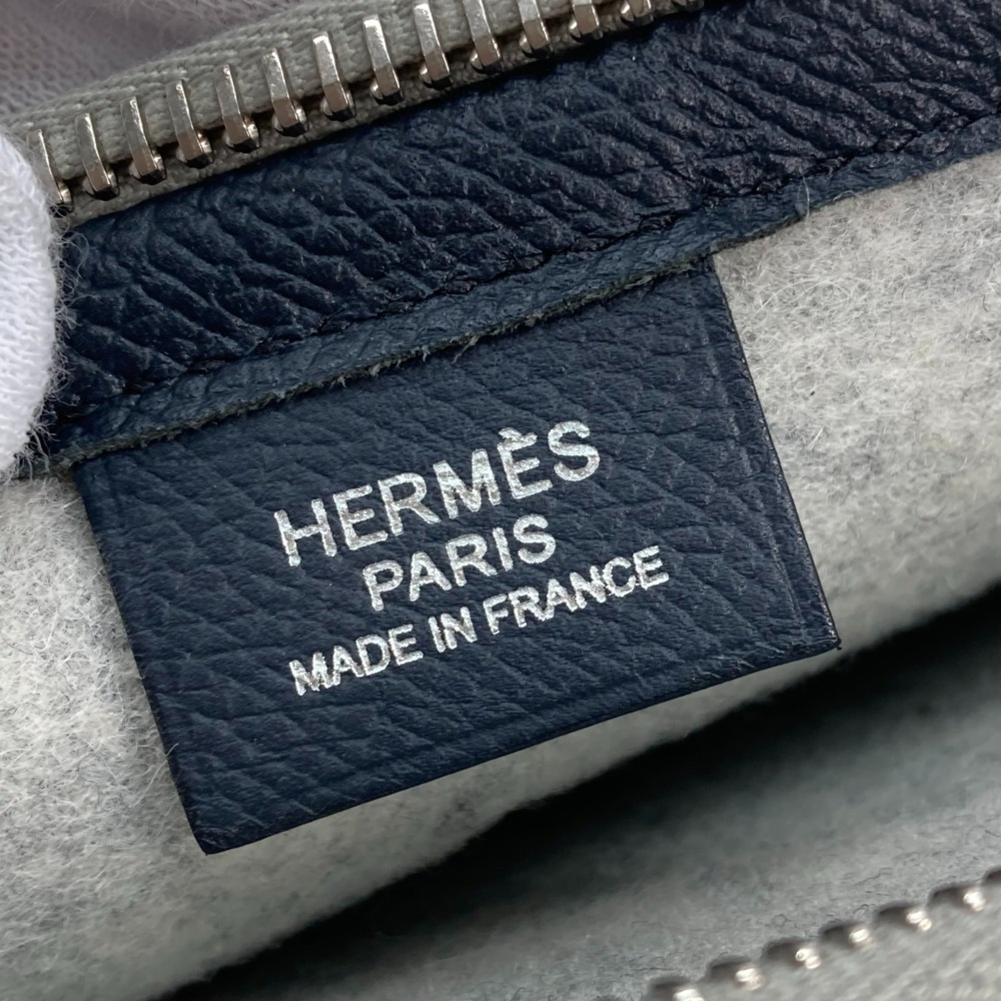 Hermes Gray Yellow Felt Epsom Leather Clutch Bag Pouch (Pre-Owned)