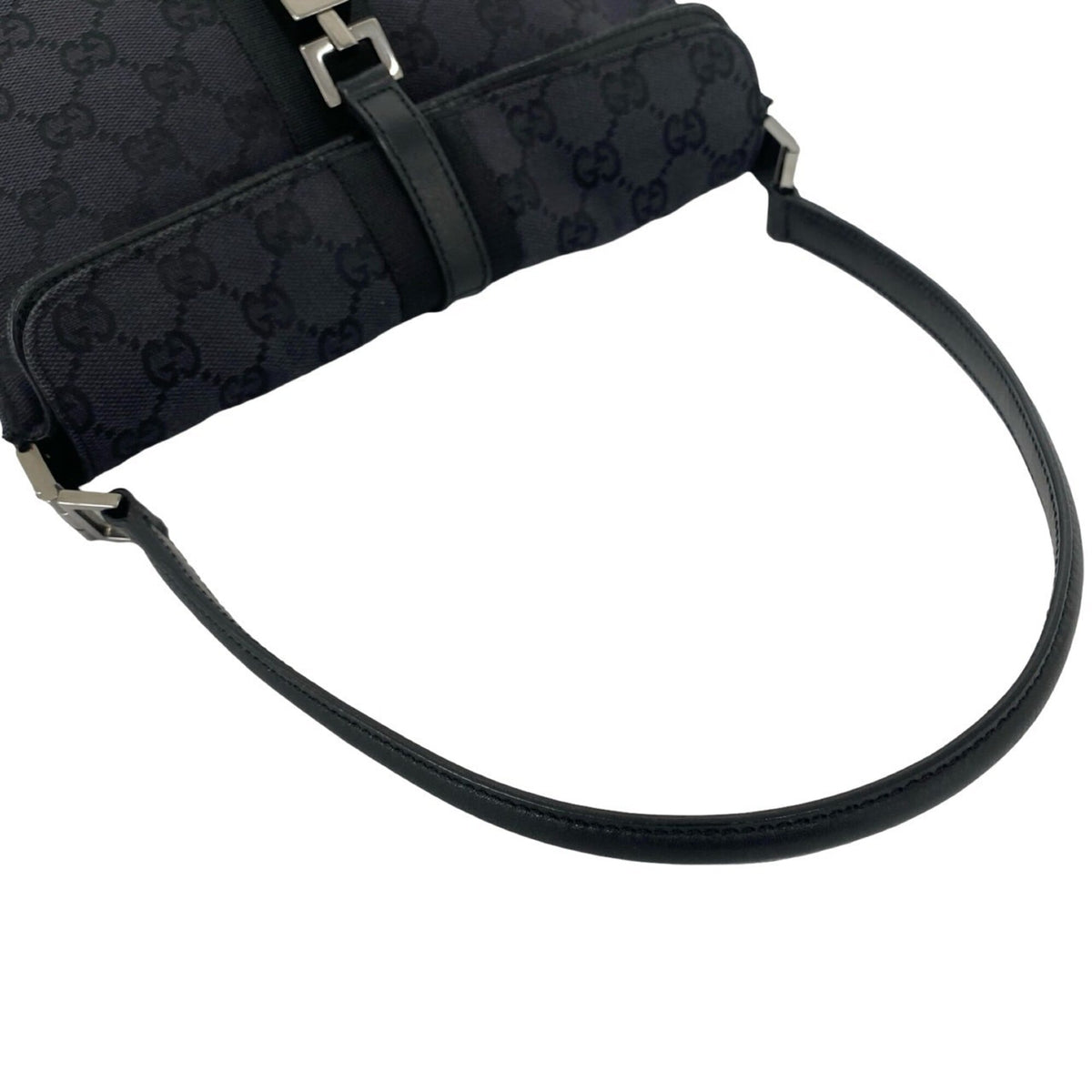 Gucci Black Canvas Leather Handbag Shoulder Bag (Pre-Owned)
