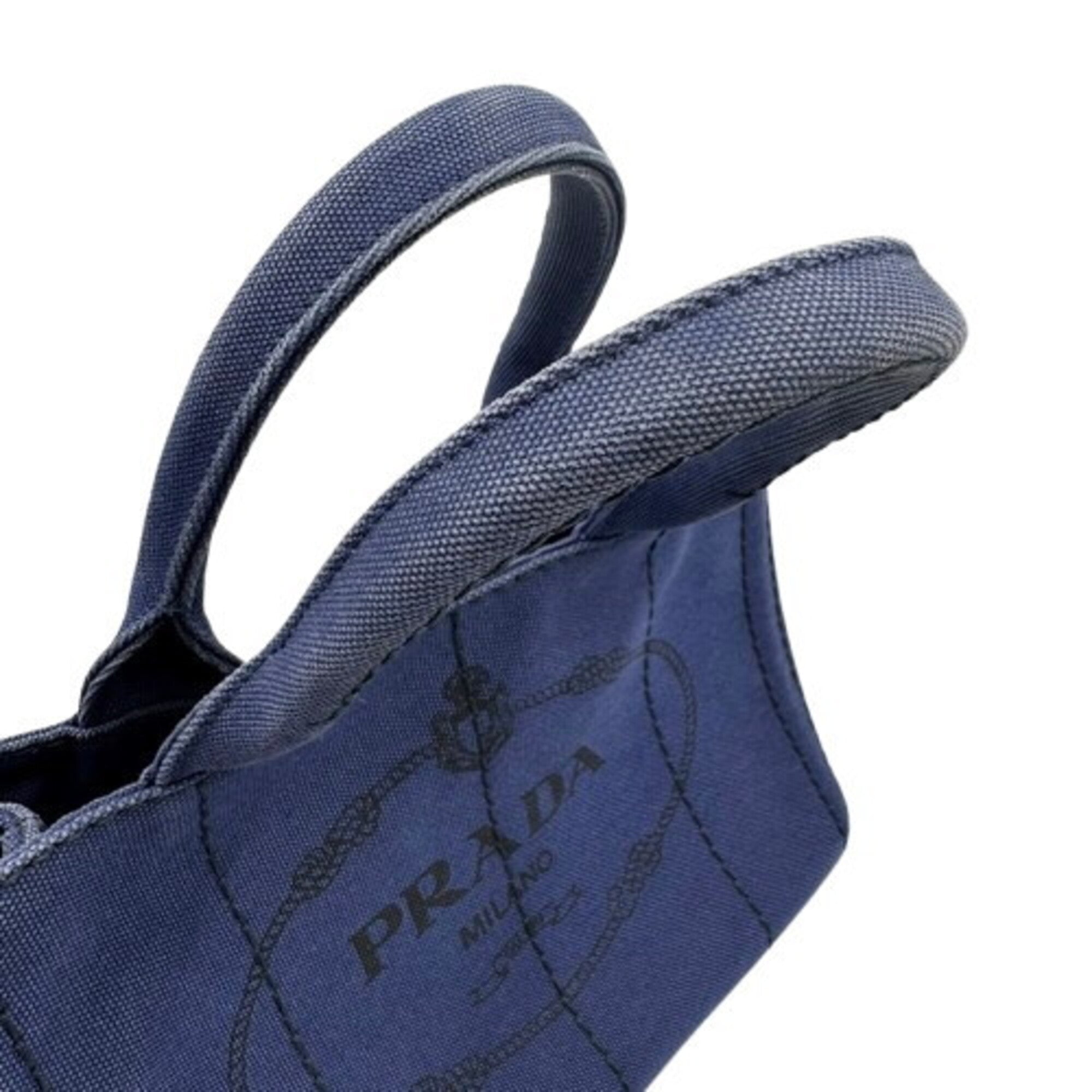 Prada Canapa Blue Canvas Handbag (Pre-Owned)