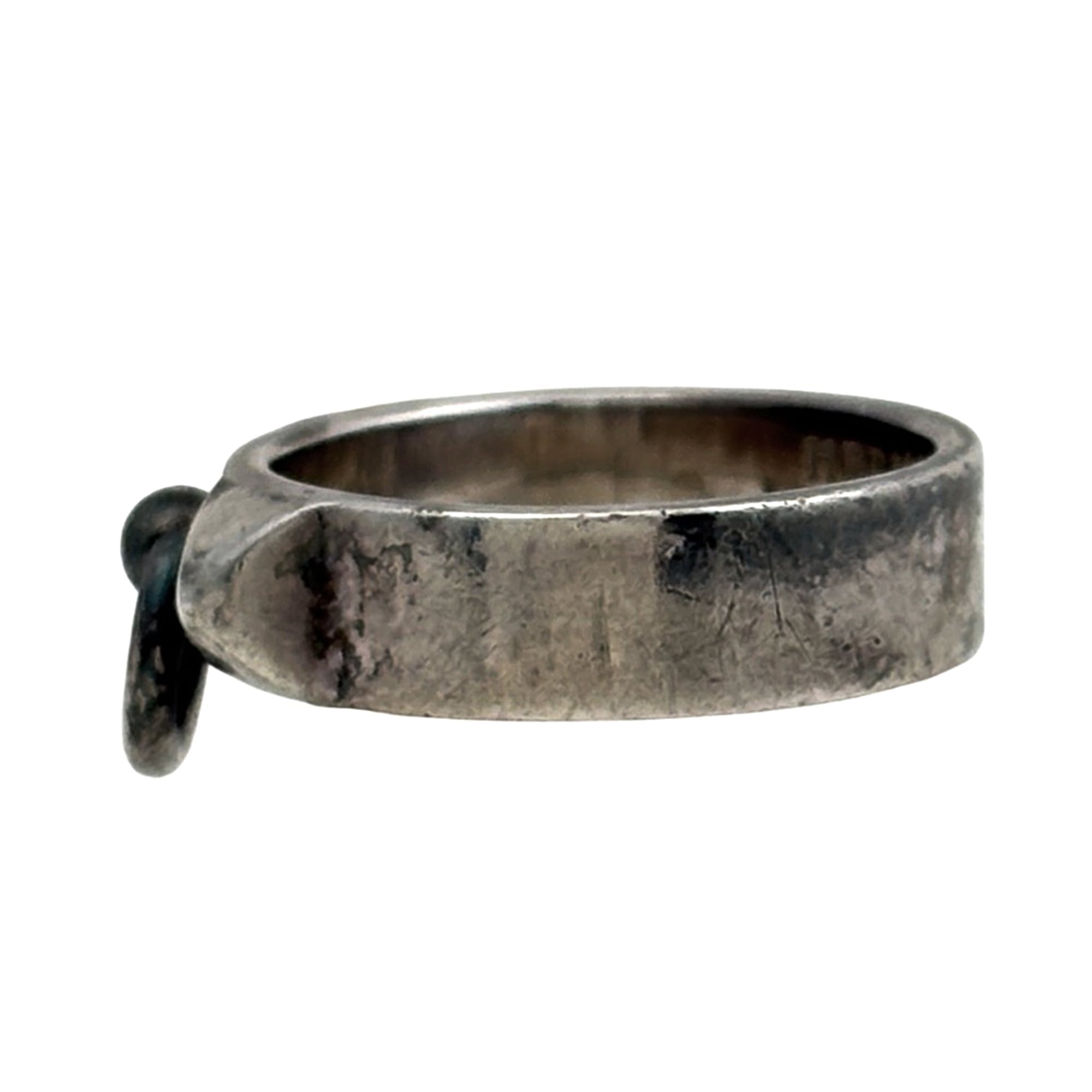 Hermes Collier De Chien Cyan Silver 925 Band Ring (Pre-Owned)