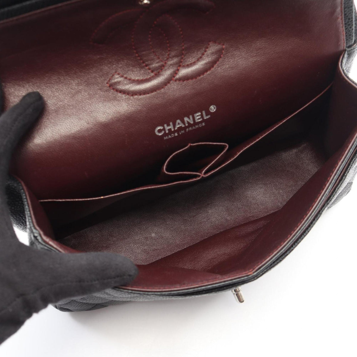 Chanel Black Grained Calfskin Handbag Shoulder Bag (Pre-Owned)