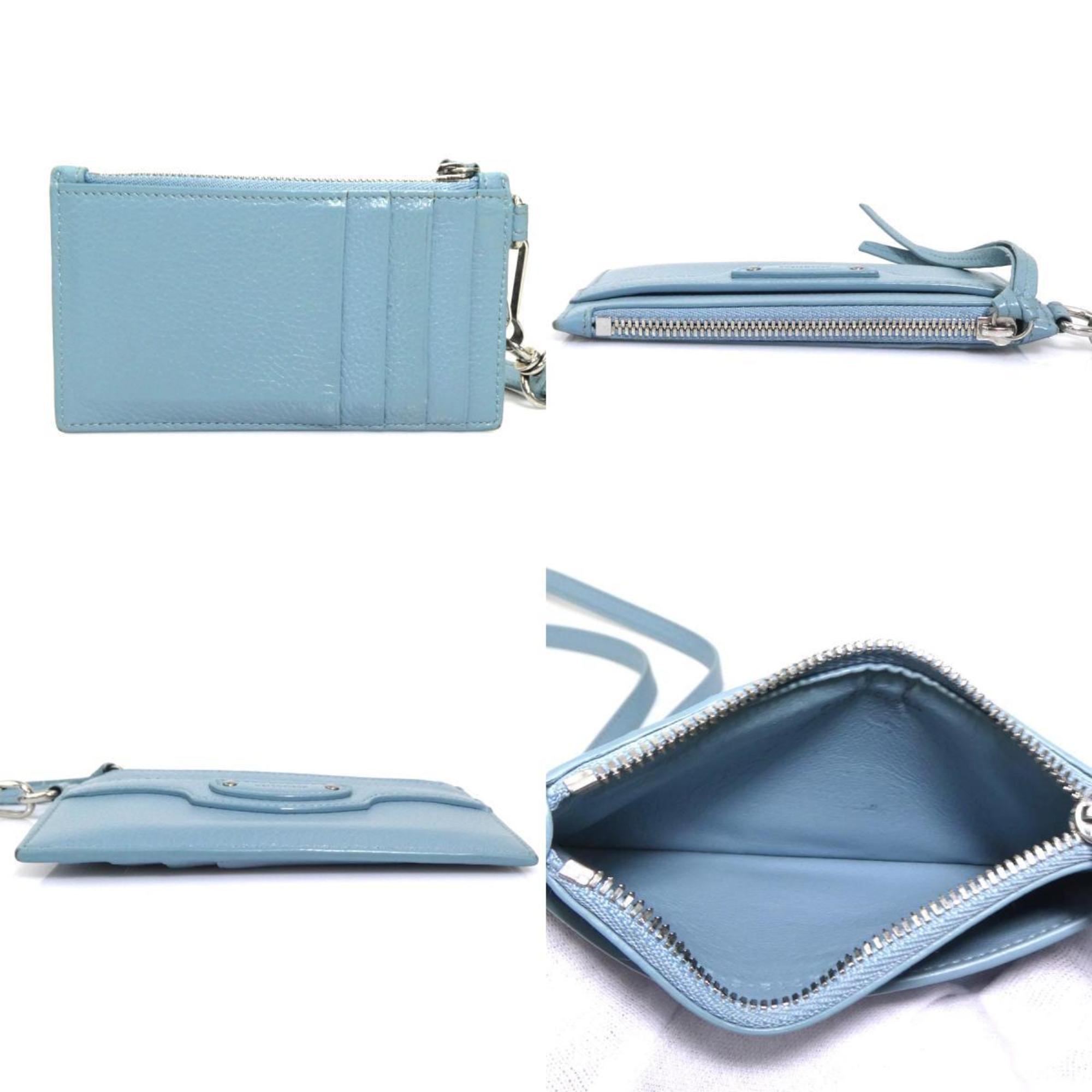 Balenciaga Light Blue Leather Coin Purse/Coin Case (Pre-Owned)