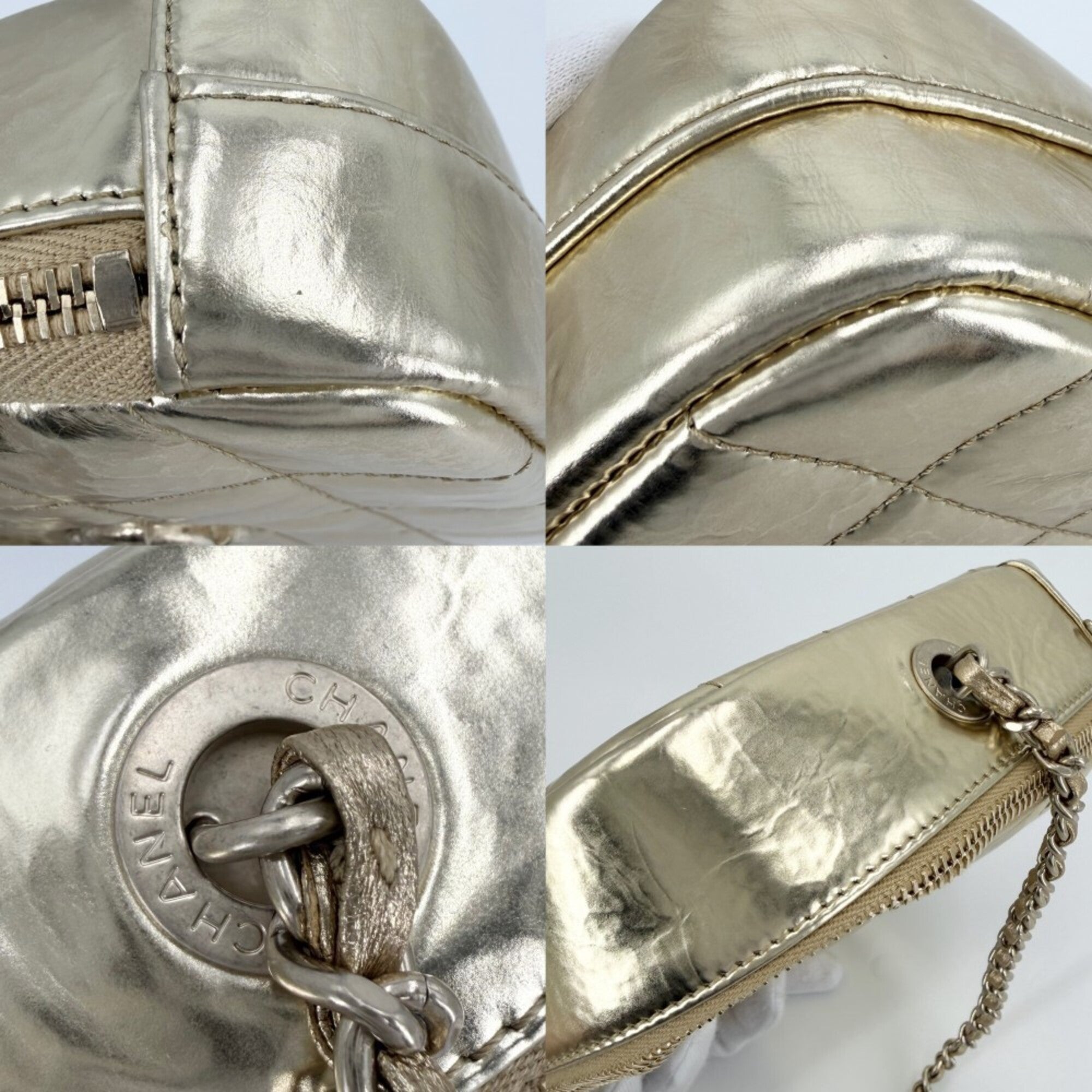 Chanel Gold Leather Shoulder Bag (Pre-Owned)