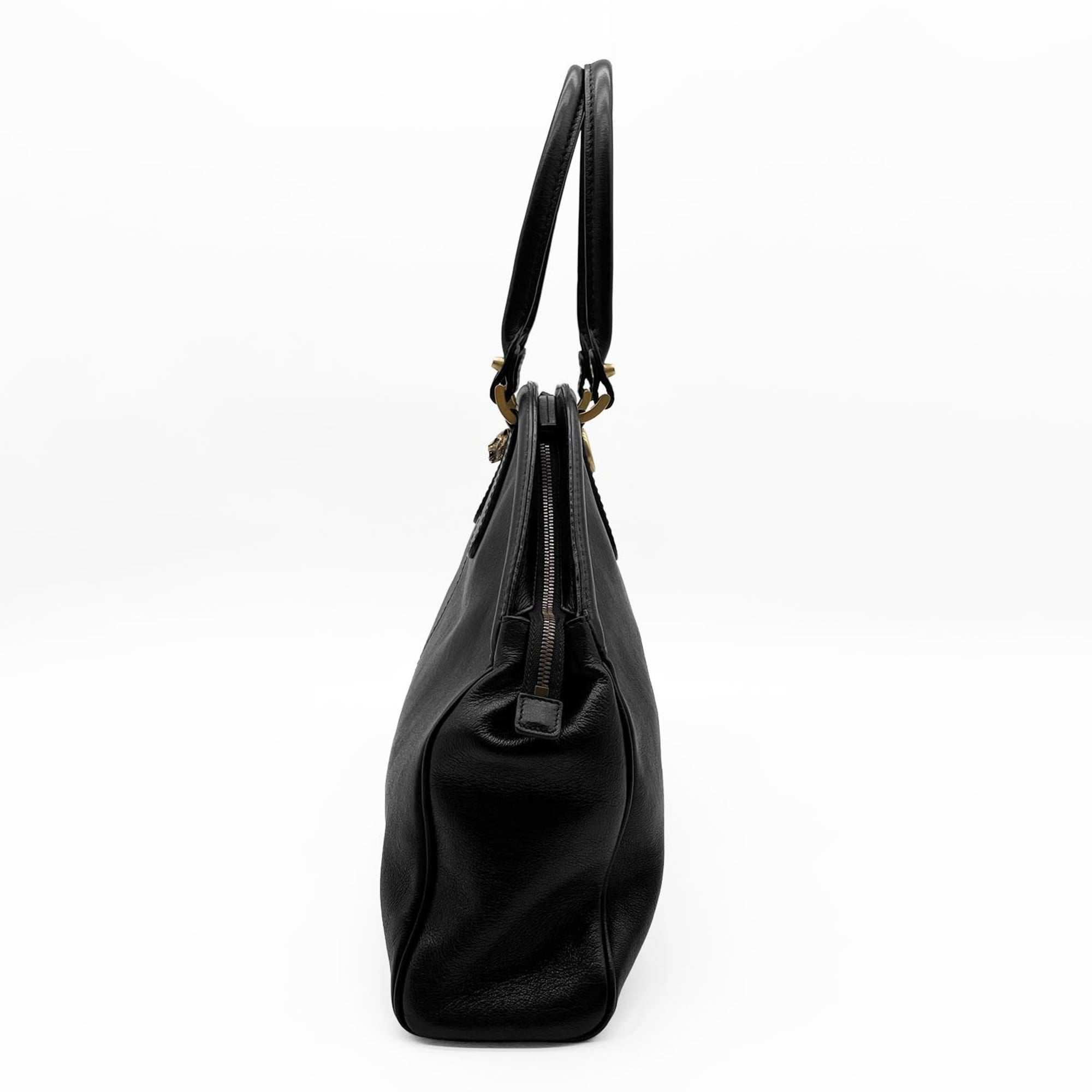Gucci Black Leather Boston Bag Handbag (Pre-Owned)