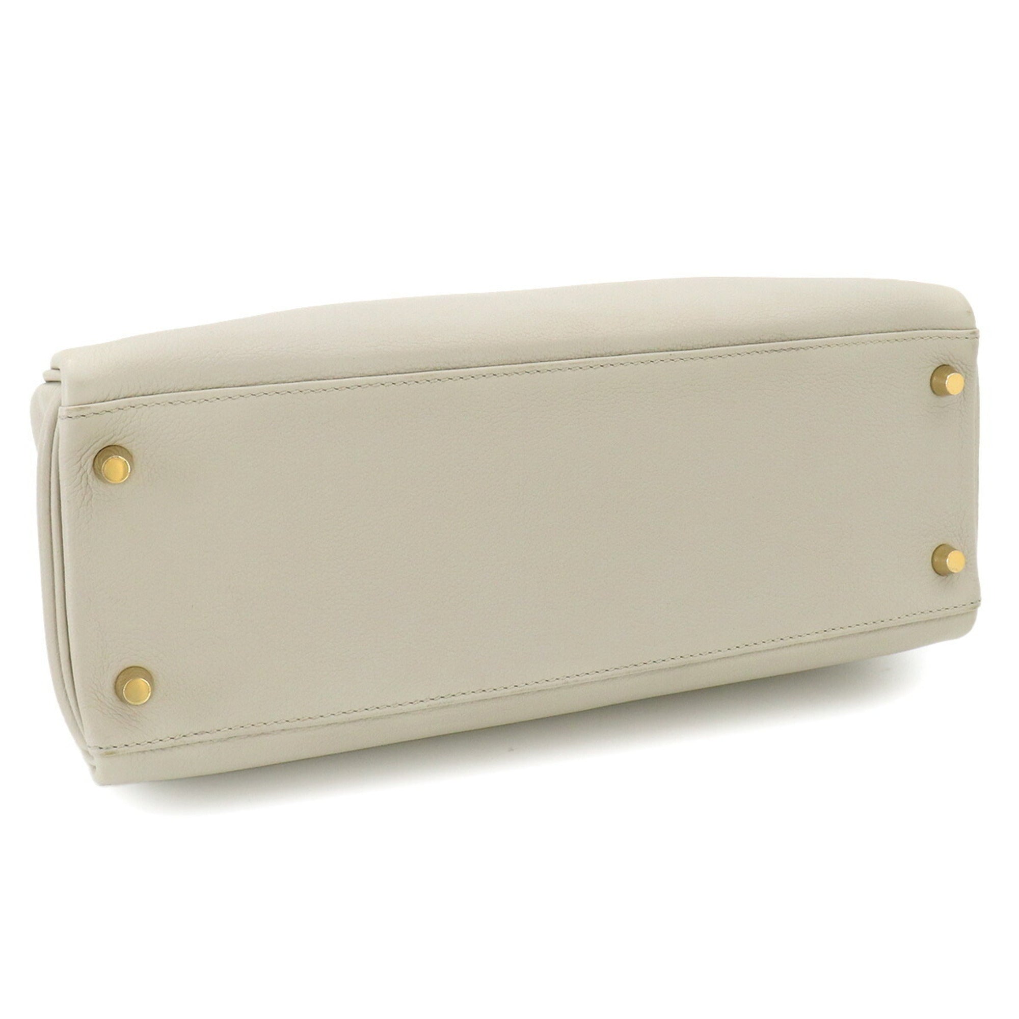 Hermes White Evercalf Leather Handbag Shoulder Bag (Pre-Owned)