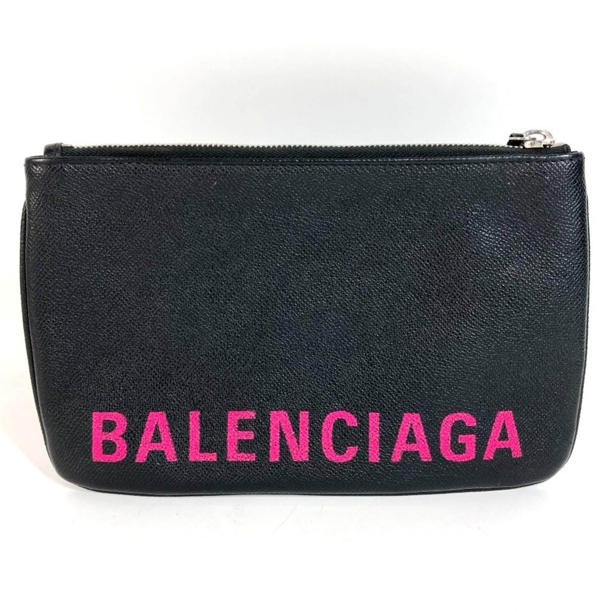 Balenciaga Black Pink Leather Clutch Bag Handbag (Pre-Owned)